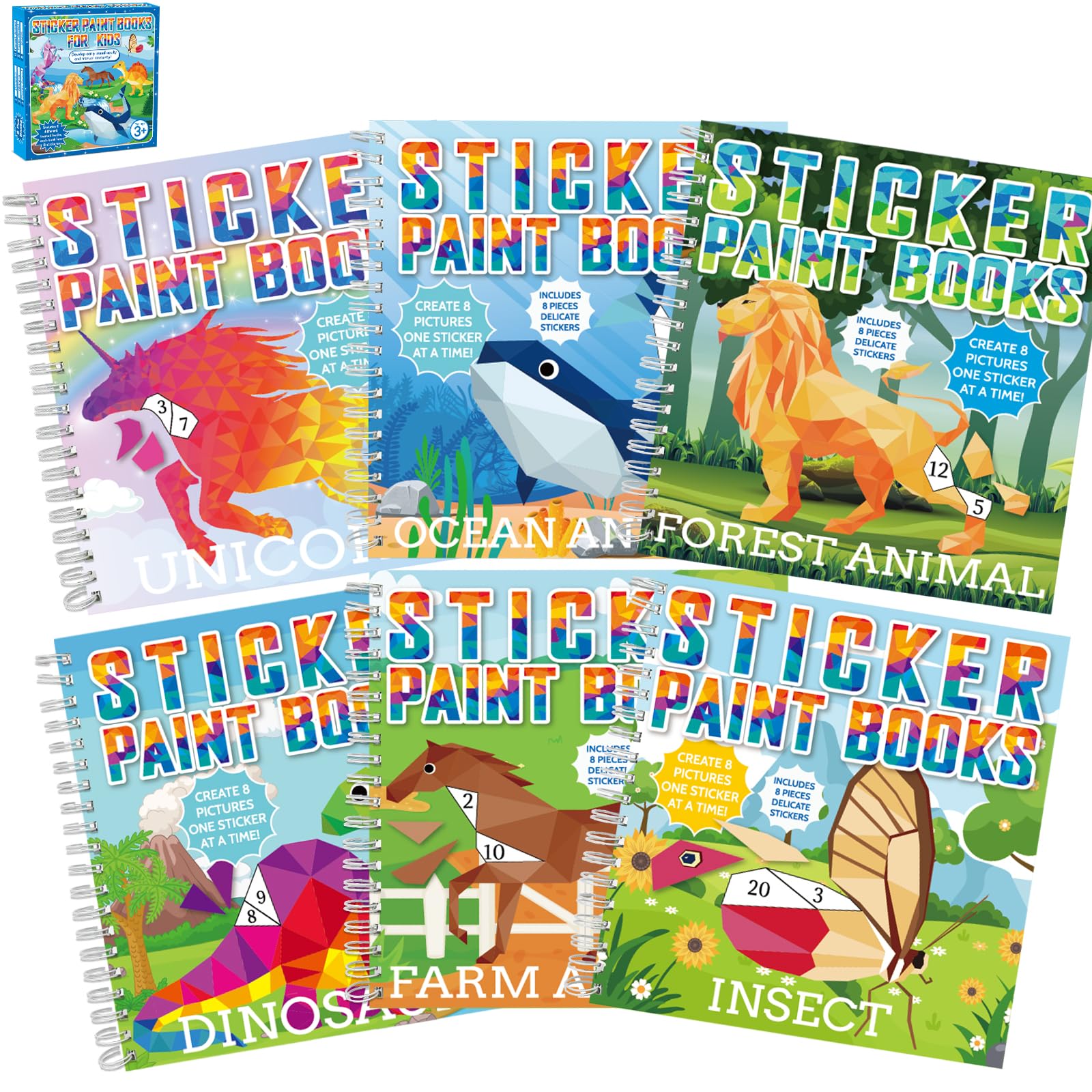 Amazon.com: 6 Pcs Paint by Sticker Books for Kids Ages 4-8