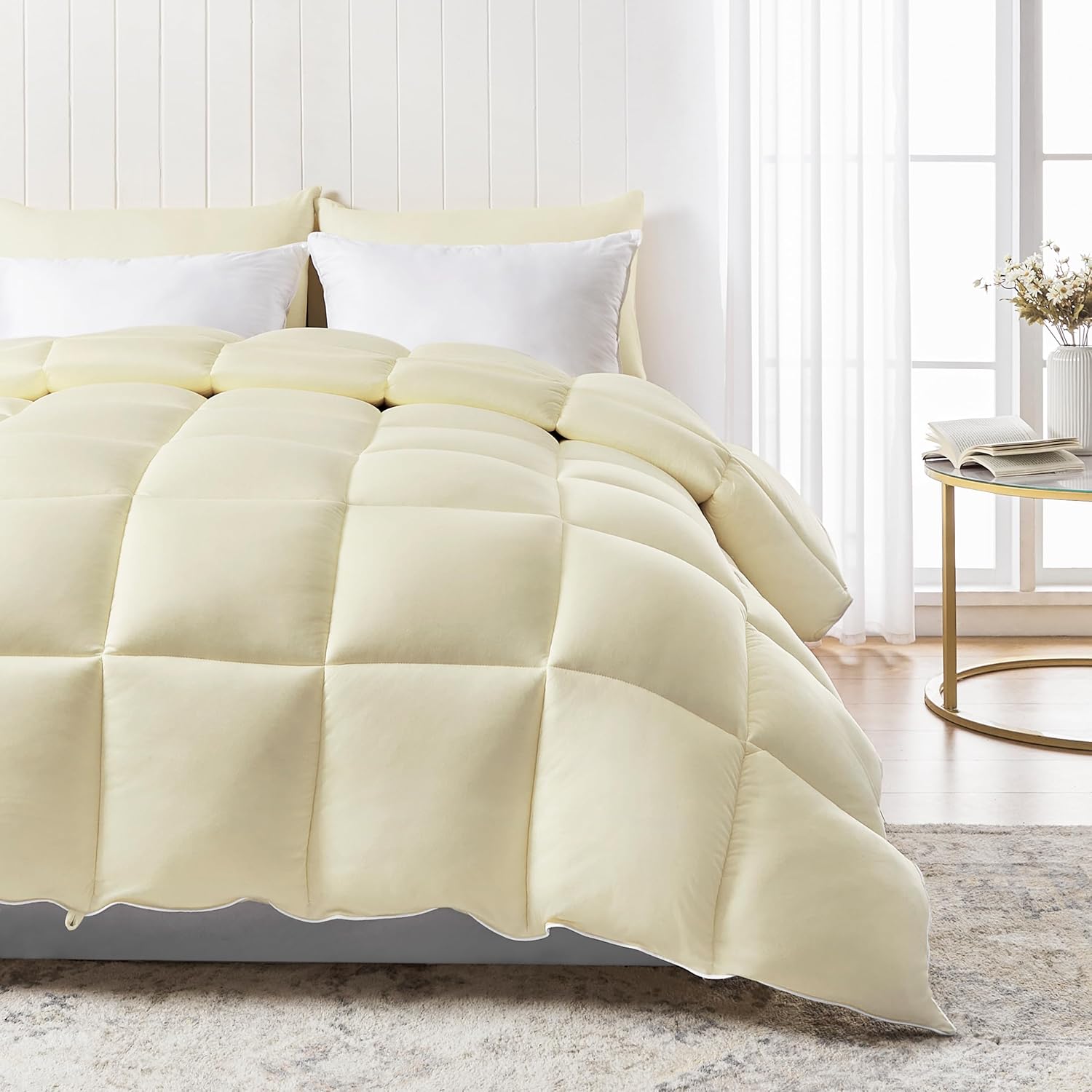 KAKABELL Ultra Soft Comforter King Size Butter Yellow Down