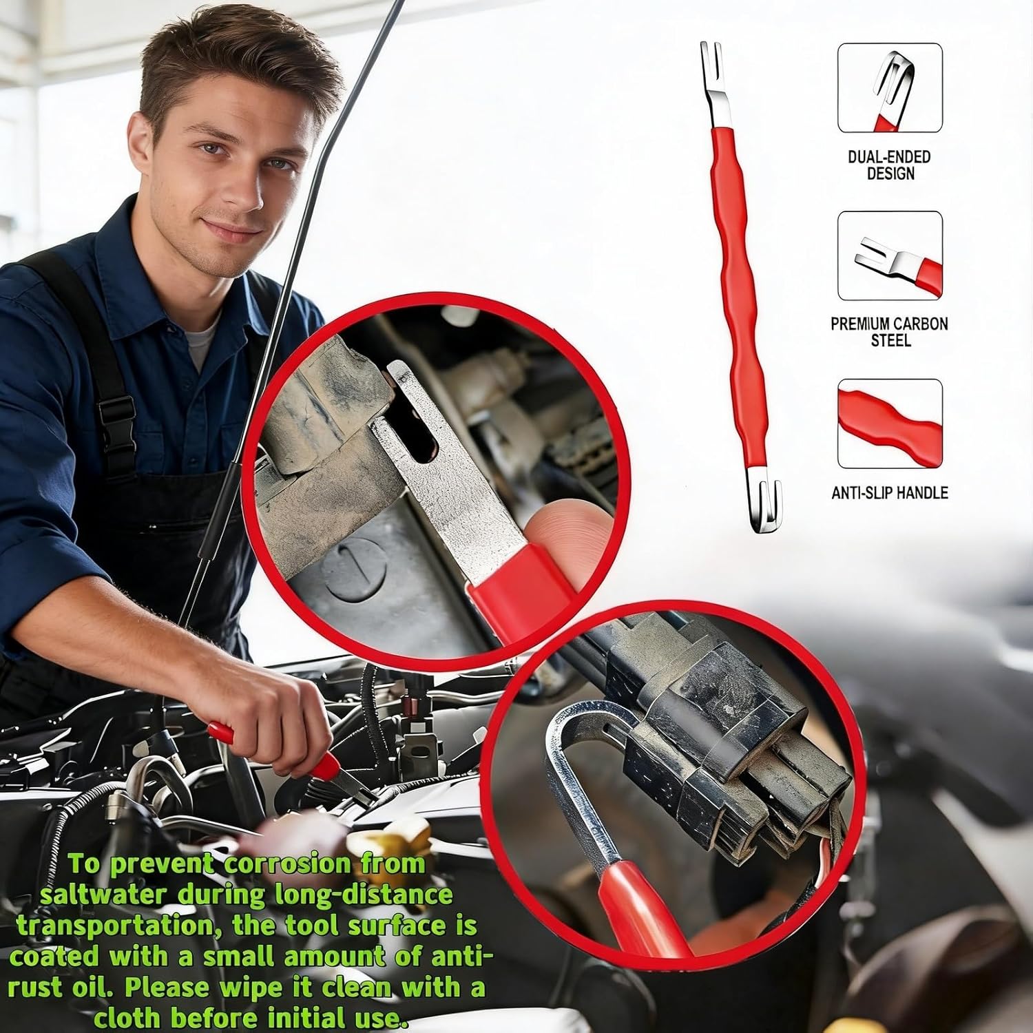 4-in-1 Automotive Clip Pliers Set, Electrical Disconnect & Connector Removal Tool Kit with Straight & 60° Angle Pliers, Separator & Hose Clamp Plier for Car Truck SUV Repair, Mechanics & DIY