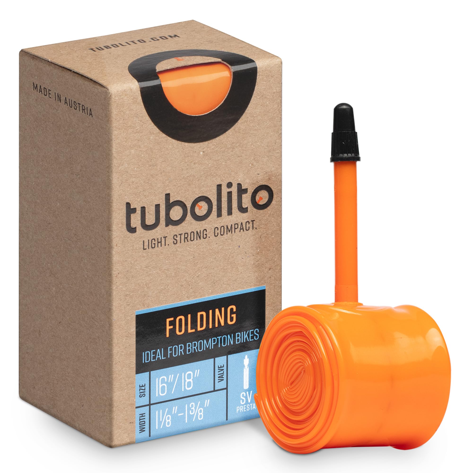 Tubolito Tubo Folding Bike 16'' x 1-1/8-1-3/8 Presta Tube, Orange, 16 x 1-1/8 - 1-3/8