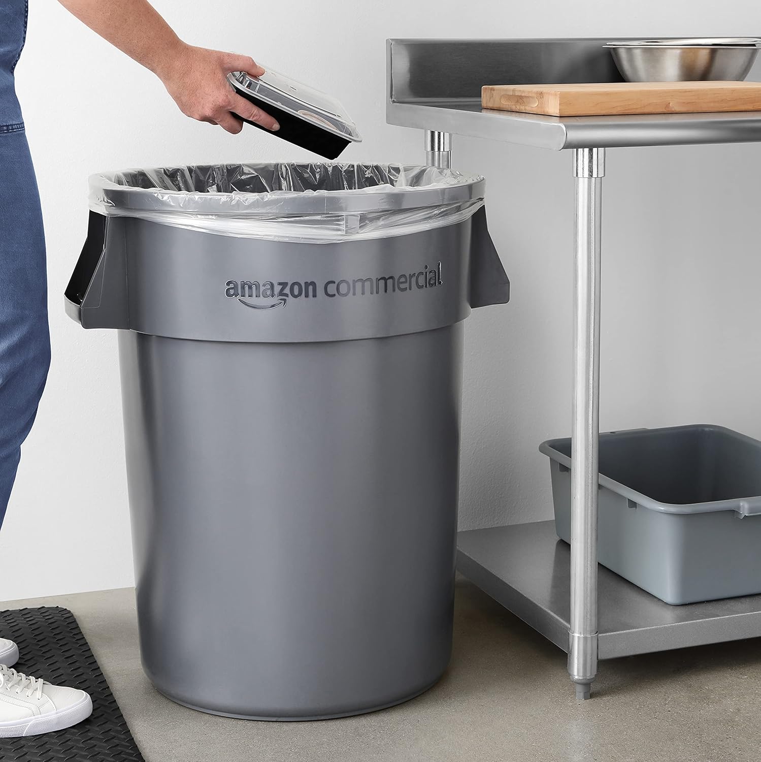 Commercial 44 Gallon Heavy Duty Round Trash/Garbage Can, Grey, 4-pck: Industrial & Scientific