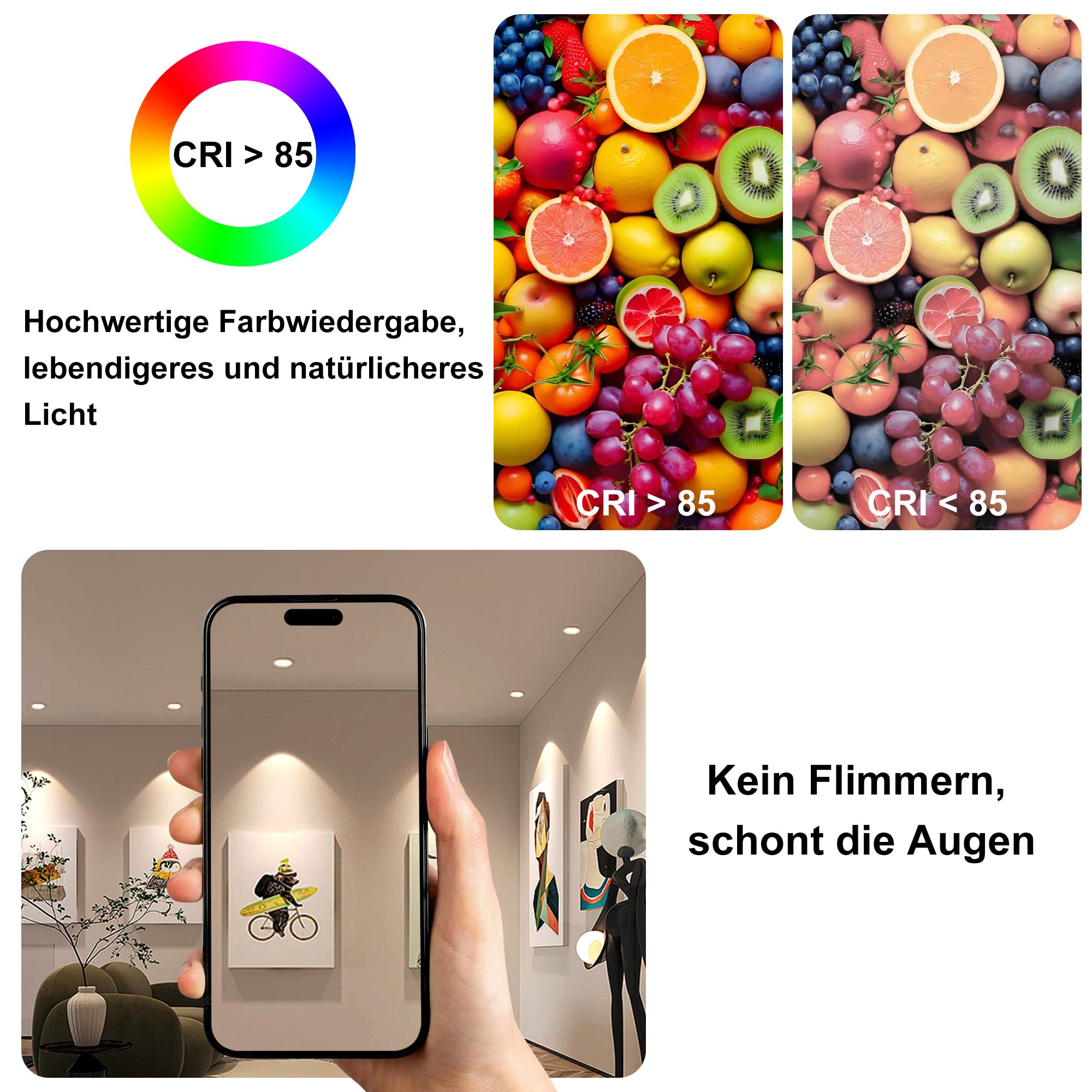 LED Einbaustrahler 230V, 10er Set 5W Kaltweiß 85-95mm Lochmass | Einbauspots Schwenkbar, Deckenspots Einbauleuchten, led spots flach für Badezimmer Wohnzimme