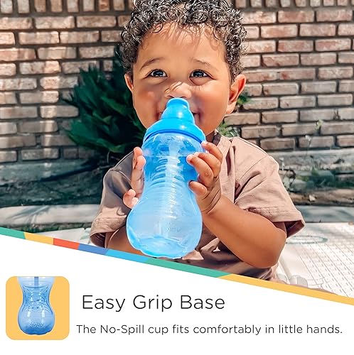 Miniatura 2 de Nuby Paquete de 3 tazas antiderrames con popote suave para niños pequeños, a prueba de derrames, con agarre fácil y firme, verde, azul, aguamarina
