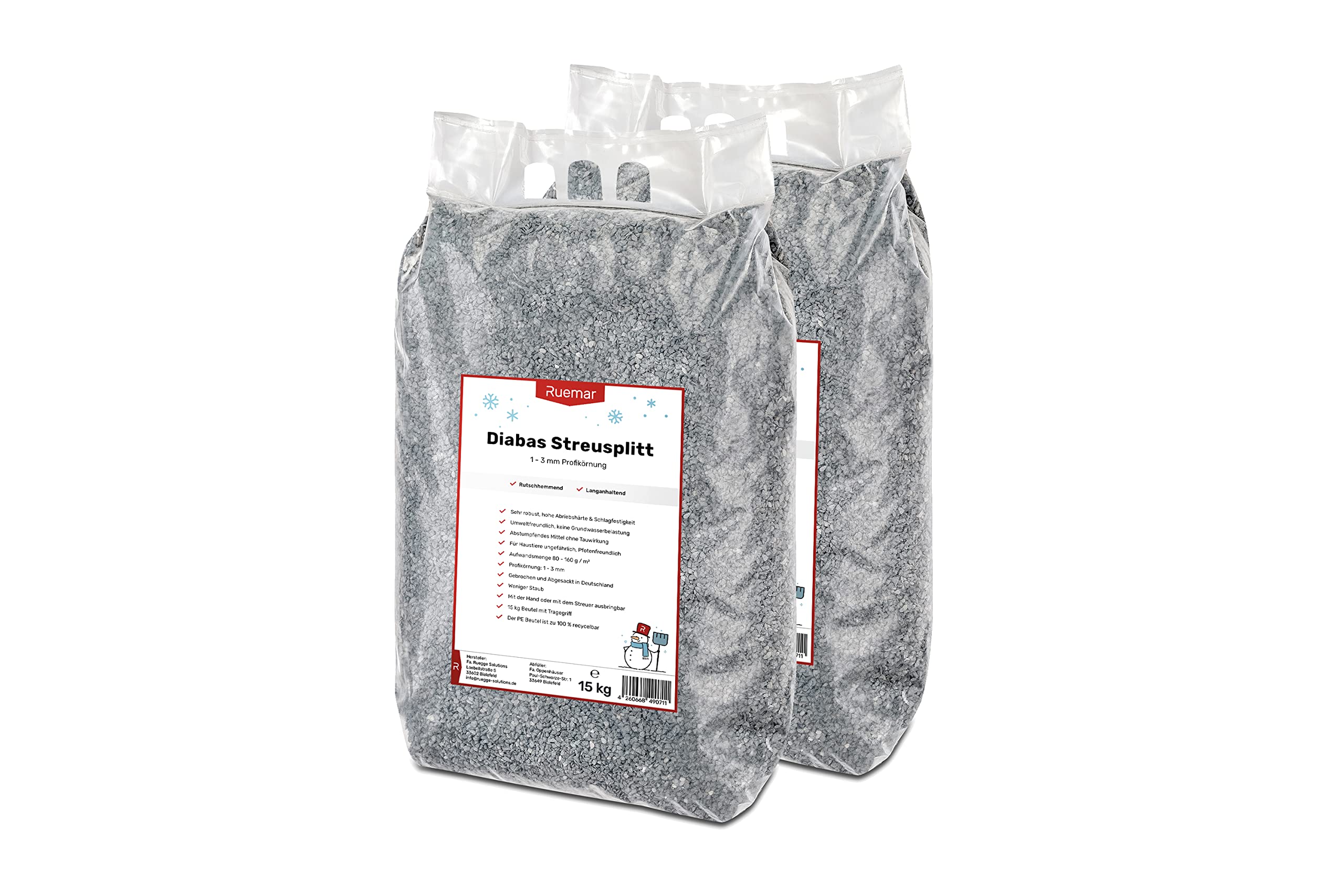 Sac de 15 kg de granulés de dispersion pour sel de déneigement, respectueux de l'environnement, sans sel, grain de 2 à 5 mm