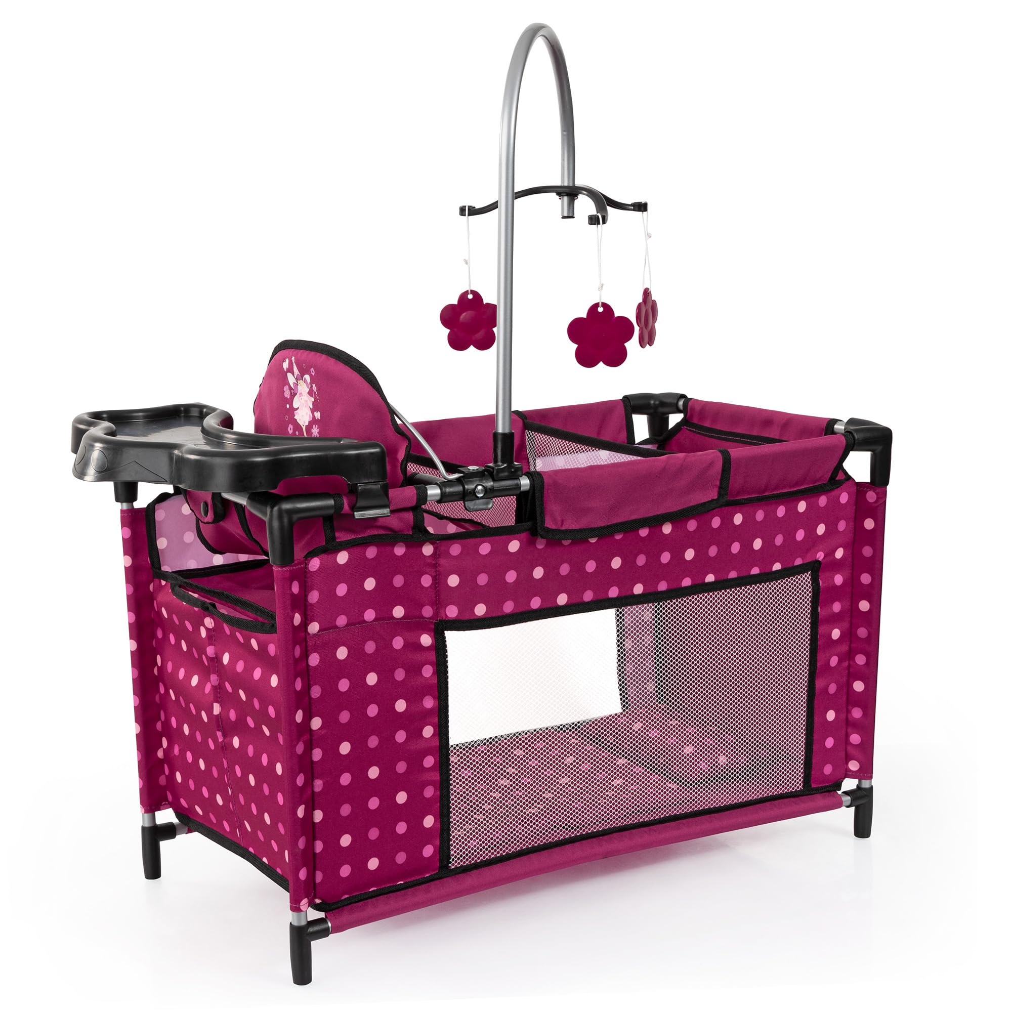 Bayer Design Dolls: Multi Bed - Hot Pink, Dots, Fairy - Playpen for Dolls Up to 18