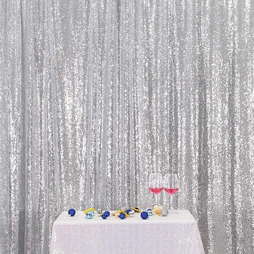 Miniatura 9 de SquarePie Telón de fondo de lentejuelas de 2 x 8 pies, 2 cortinas brillantes de fondo morado para decoración de fiesta de boda de Halloween