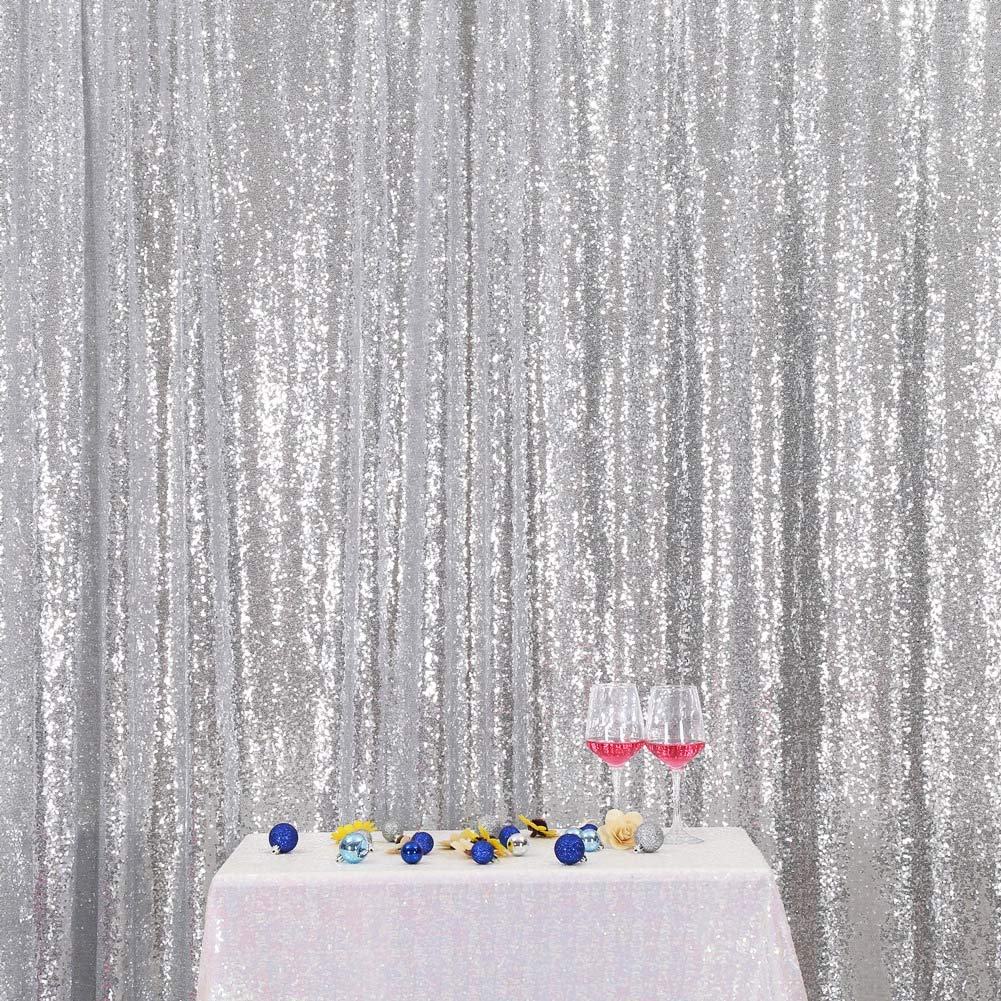 SquarePie Sfondo con paillettes 3,4 m x 3,4 m, tenda argentata per fotografie, fotografie, matrimoni, decorazione patry