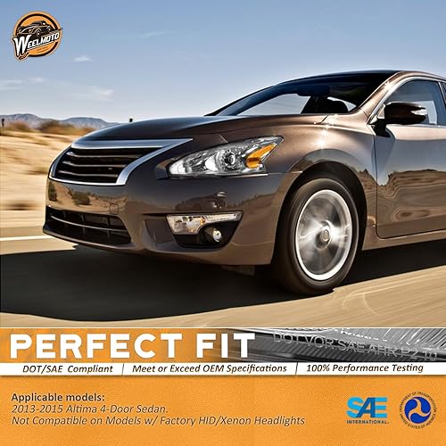 Miniatura 2 de Conjunto de faros delanteros para Nissan Altima Sedan 2013-2015, repuesto para Nissan Altima Sedan 2013, 2014, 2015, con carcasa cromada, reflector