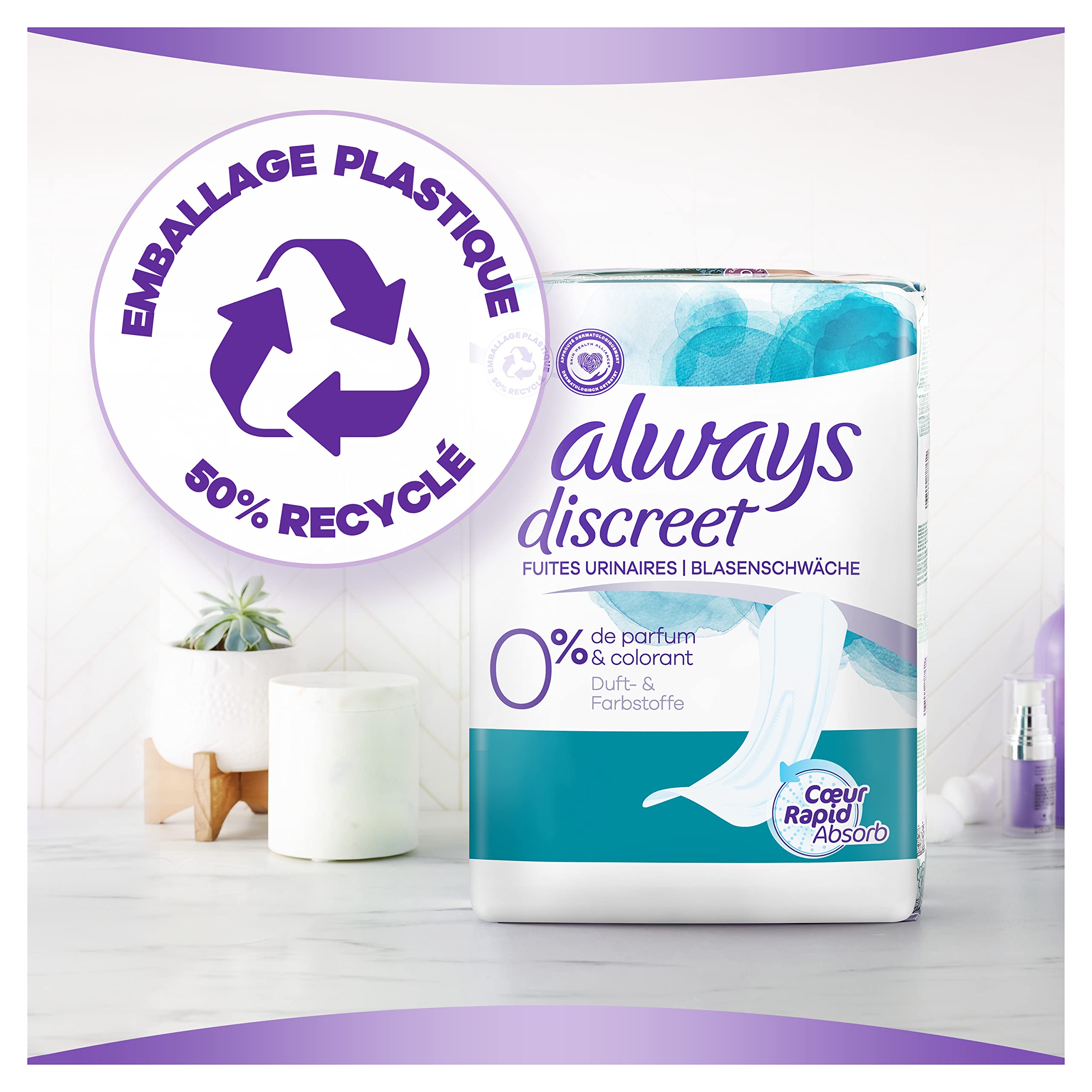 Always Discreet 0%, 160 Serviettes Hygiéniques Incontinence Femme, Small 2 Gouttes, Protection Absorbante pour Fuites Urinaires Légères ou post accouchement, Pack 1 Mois