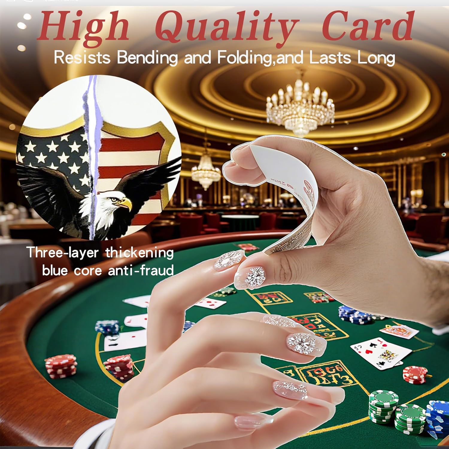 VZONE American 250th Anniversary Playing Card, 100% Plastic Waterproof Standard Deck Playing Cards, American Pride Includes Statue of Liberty, American Flag, Great Seal of the US
