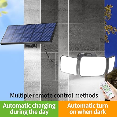Miniatura 6 de intelamp Luces solares impermeables para exteriores con control remoto, 6000mAh 1200LM luz solar con sensor de movimiento para exteriores, luces