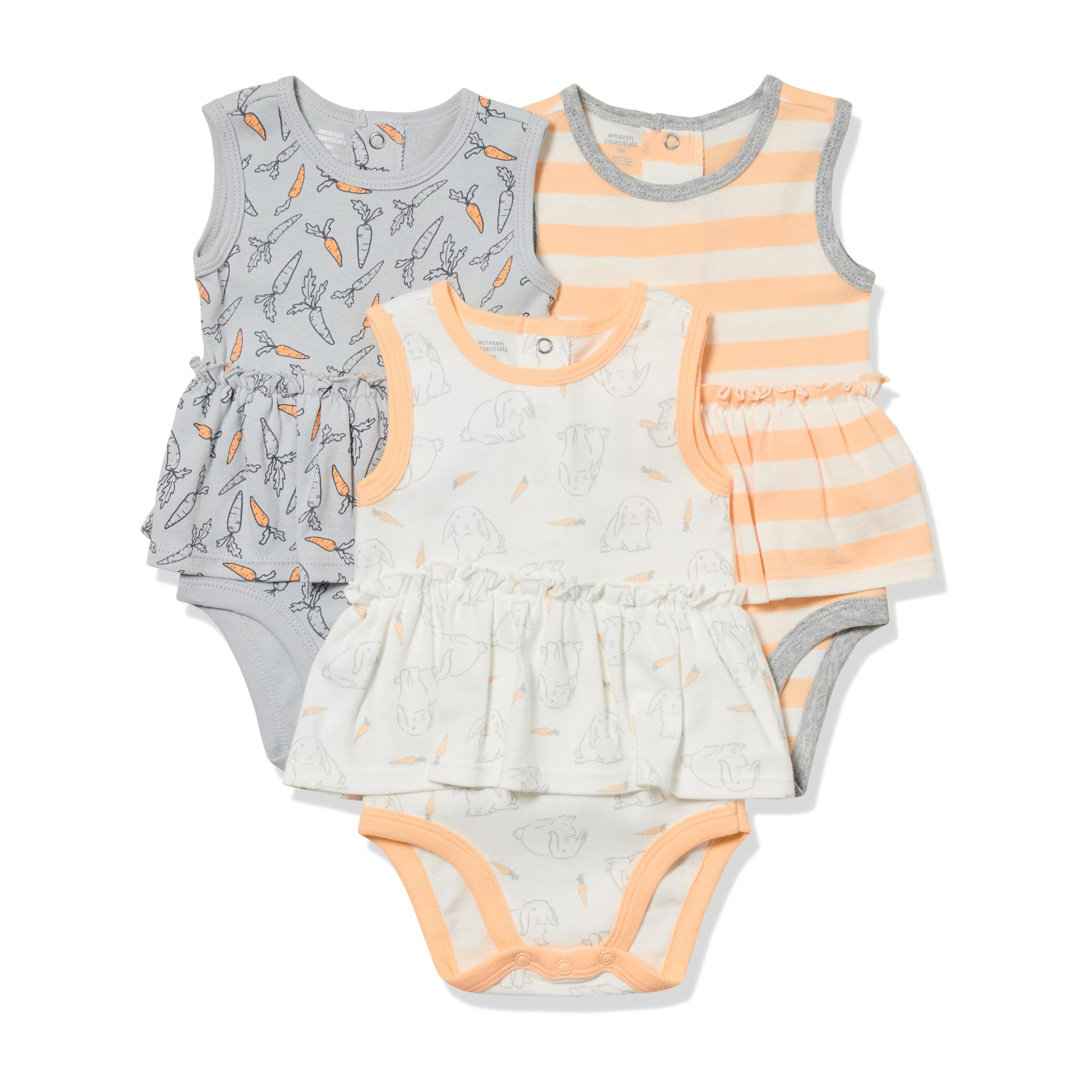 Amazon Essentials Abiti con Body Senza Maniche Bimba, Pacco da 3