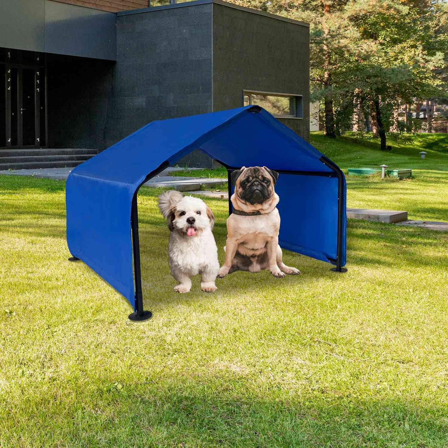 Outdoor Yard Garden Park Pet Tent Dog Shade Versatile Pet Canopy Shelter Tent for Dogs Cats Small Animals and Livestock UV Resistant Waterproof Tarp Blue