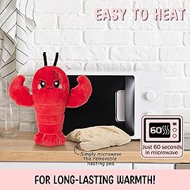 Crustacean Microwavable Unscented Heating Pad for Women - Warm Cozy Plush Heatable Stuffed Toy Animal - Hot and Cold Heat Bag Gift for Women and Girls Red