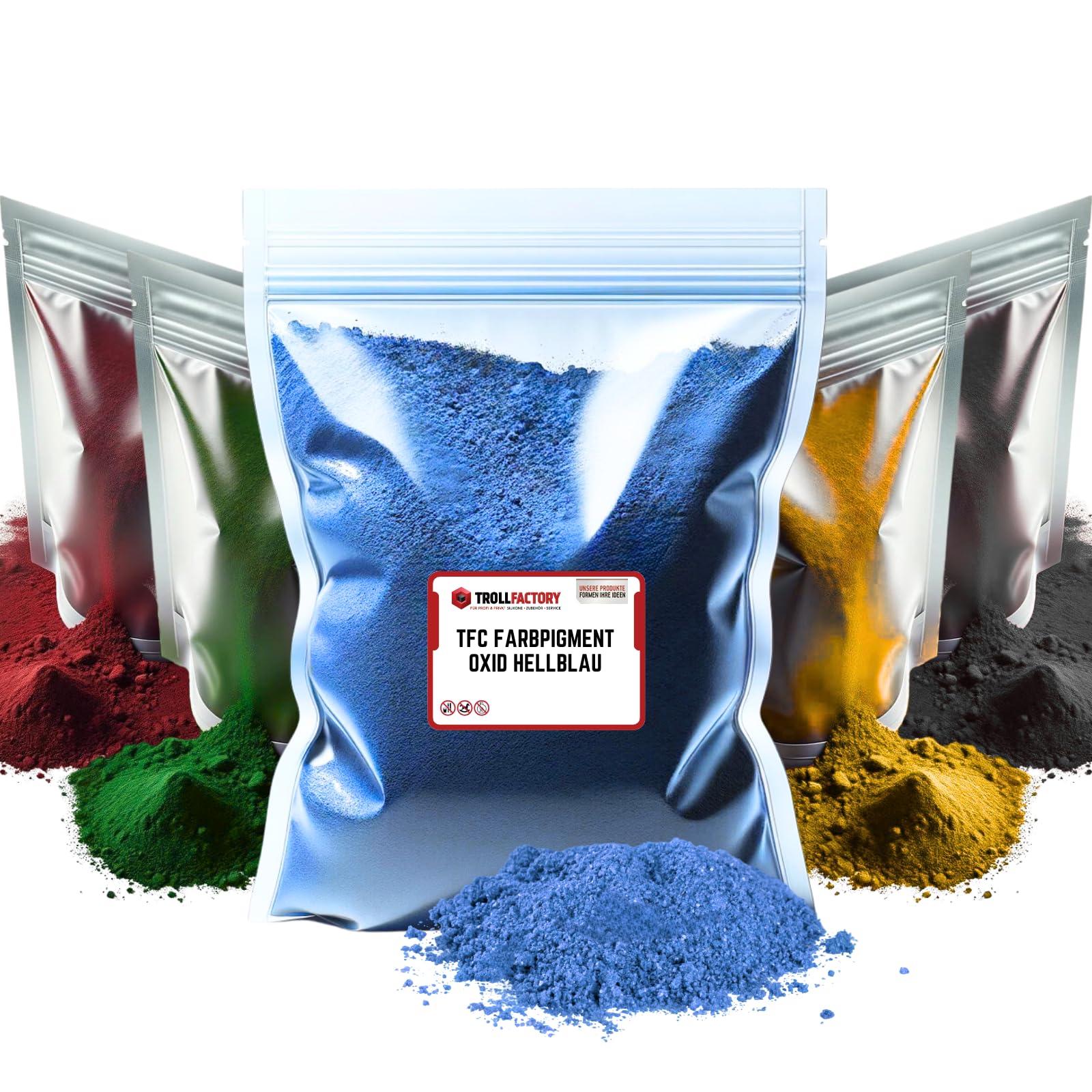 Pigmento de color TFC Óxido Azul Claro – Polvo de pigmento de alta cobertura para masas de moldeo en relieve como Xyrarock, yeso, resina epoxi y hormigón, Mate, Resistente a la luz y resistente a la