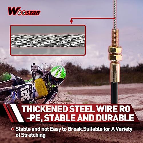 Miniatura 10 de WOOSTAR Cable de freno delantero de 39.76 pulgadas con ajuste de repuesto para 50cc 70cc 90cc 110cc 125cc ATV 4 Wheeler Quad Scooter