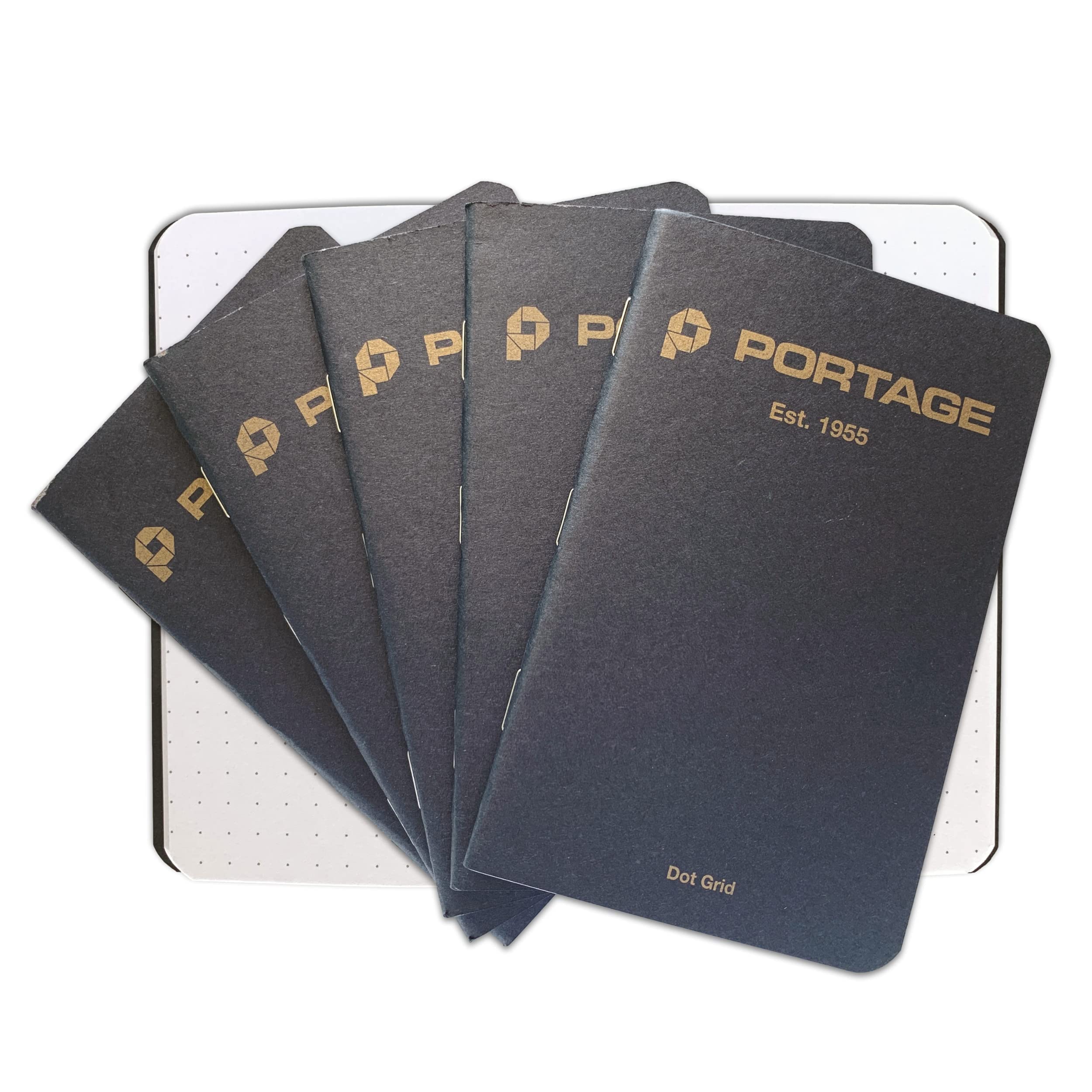 Portage Small Dot Grid Notebook- Notepad for Field Notes, Black Dot Grid Small Sketch Book, Pocket Notebook Journal for Taking Notes in the Field – 3.5 x 5.5 Inches, 64 Pages, (Pack of 6)