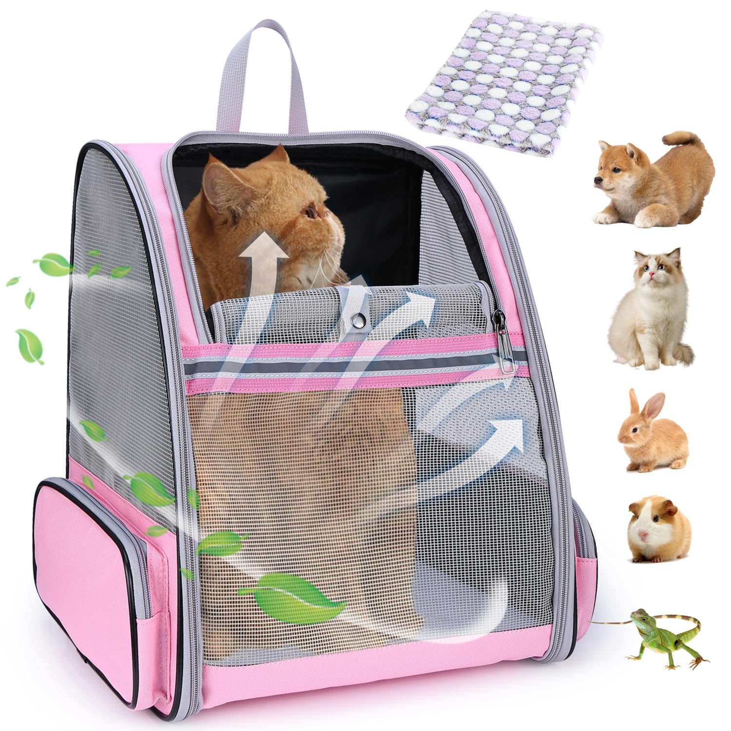 Lollimeow Pet Carrier Backpack for Dogs and Cats,Puppies,Fully Ventilated Mesh,Airline Approved,Designed for Travel, Hiking, Walking & Outdoor Use（Pink） (B07V3WVWNS) Amazon Price History, Amazon Price Tracker