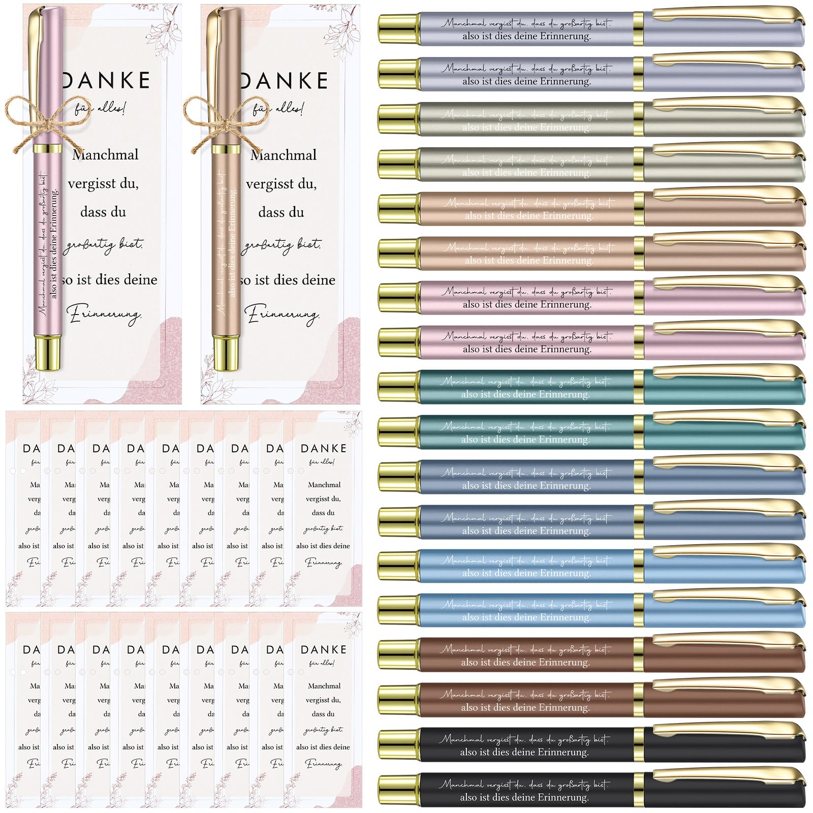 Nezyo 18 Sets Geschenke zur Wertschätzung Der Mitarbeiter Dankeschön Geschenke für Kollegen Motivierender Kugelschreiber mit Lesezeichenkarte Motivierende Geschenk zu Geben Team Kollege(Danke)