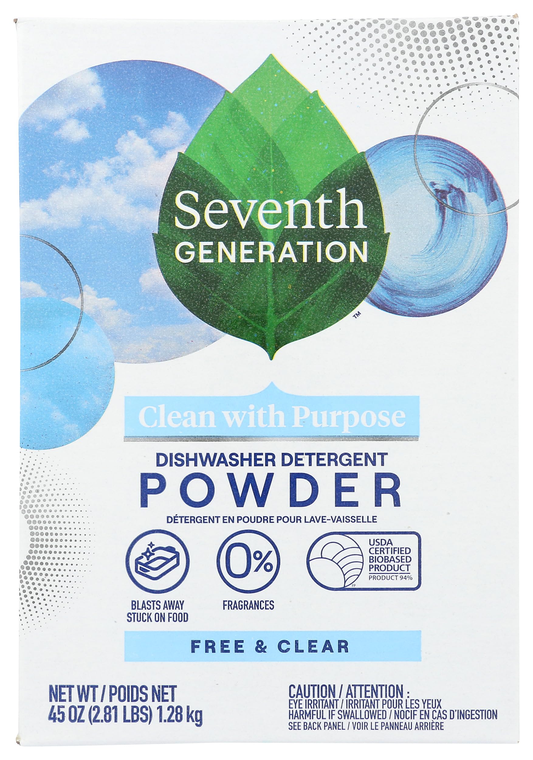 Seventh Generation Automatic Dishwashing Powder, Free & Clear, 45 oz