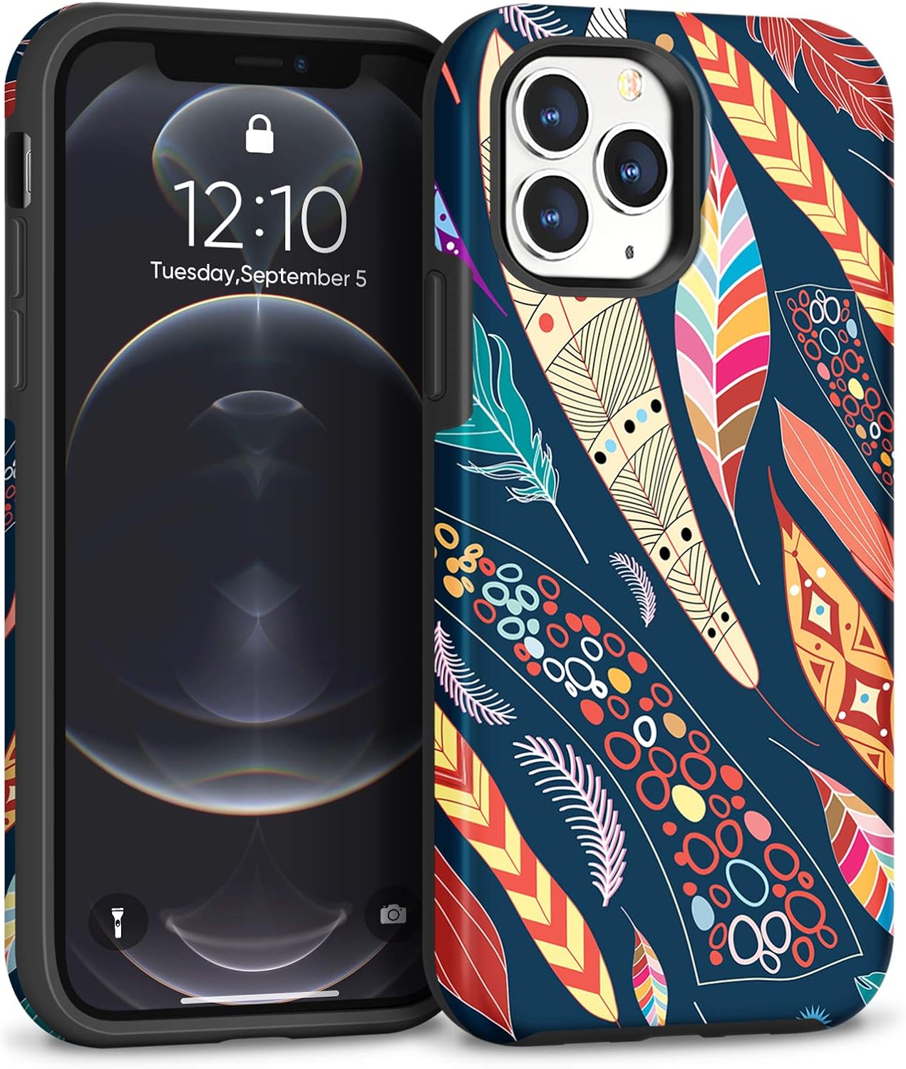 MAXCURY Case for iPhone 12 Pro Max, 6.7-Inch, Premium Ultra Slim Glossy Full-Body Protective Case for Women Girls Anti-Drop Shockproof Cover for iPhone 12 Pro Max (Feathers)