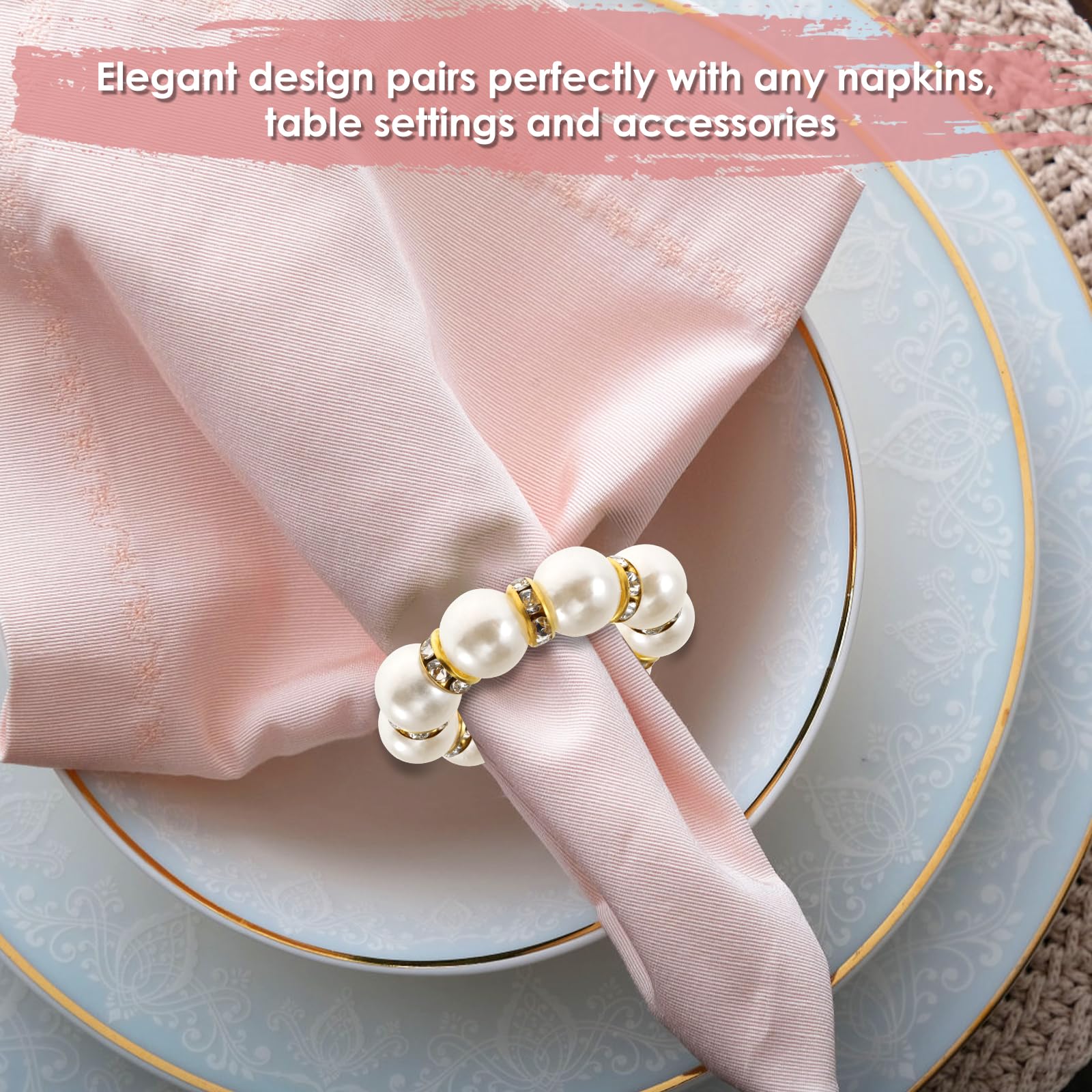 120 pezzi portatovaglioli con perle elegante portatovaglioli con