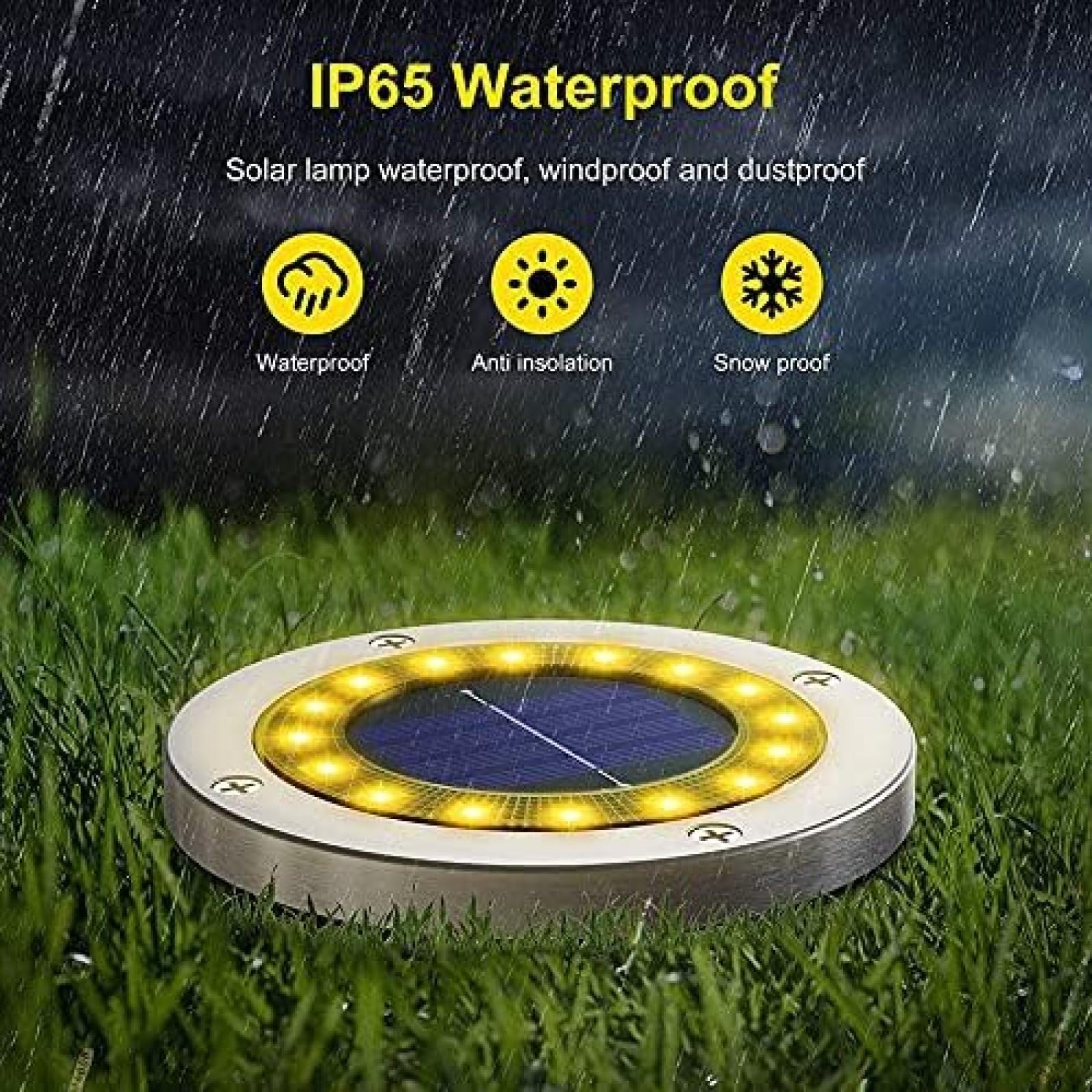 Solarne Oświetlenie Gruntowe - Super Jasne 16 Diod LED Solarne Oświetlenie Ogrodowe Zewnętrzne Wodoodporne Światło Dysku Słonecznego Oświetlenie Krajobrazu Na Trawnik Patio Deck Chodnik Światła Po