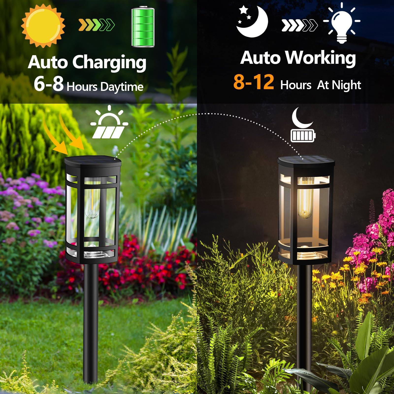 EXCMARK Luci solari per esterni, impermeabili, per giardino, vialetto, vialetto, cortile, prato, illuminazione decorativa del paesaggio. (12)