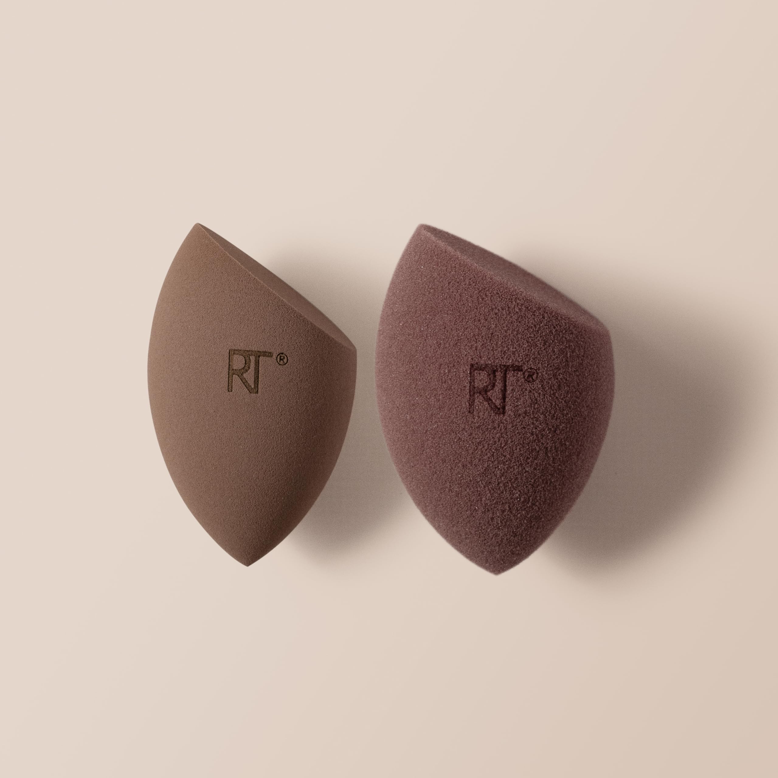 Real Techniques New Nudes Bare Finish Sponge Duo, Beauty Sponges for Liquid Foundation, Skin Tint & Concealer, Light-to-Full Coverage, Latex-Free Makeup Sponges, Cruelty-Free, 2 Count