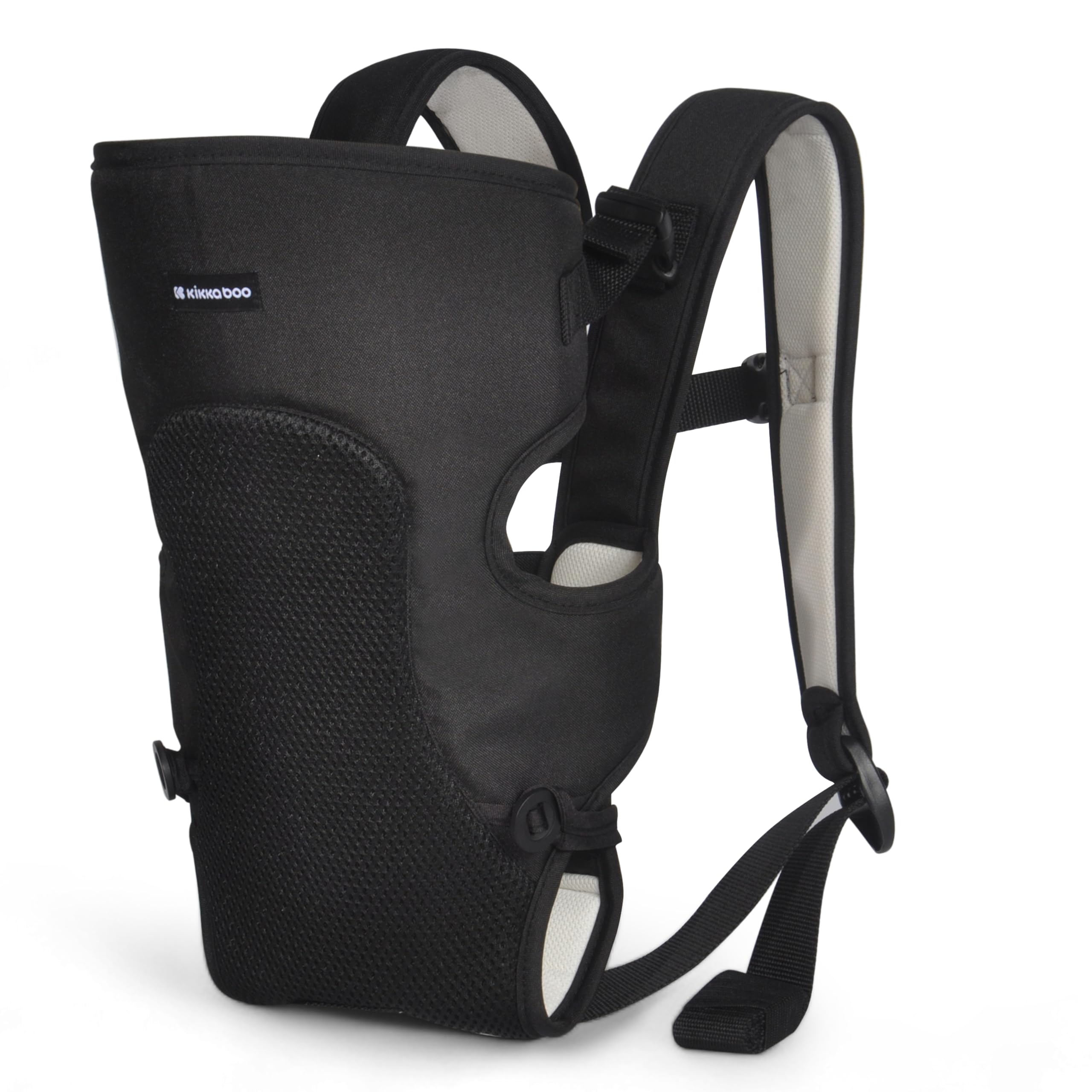 KikkaBoo Marsupio Neonato Estivo 0-36 Mesi MYRA, Ergonomico, 3 Posizioni, Spallacci regolabili, Traspirante, Leggero, fino a 9 kg, Nero