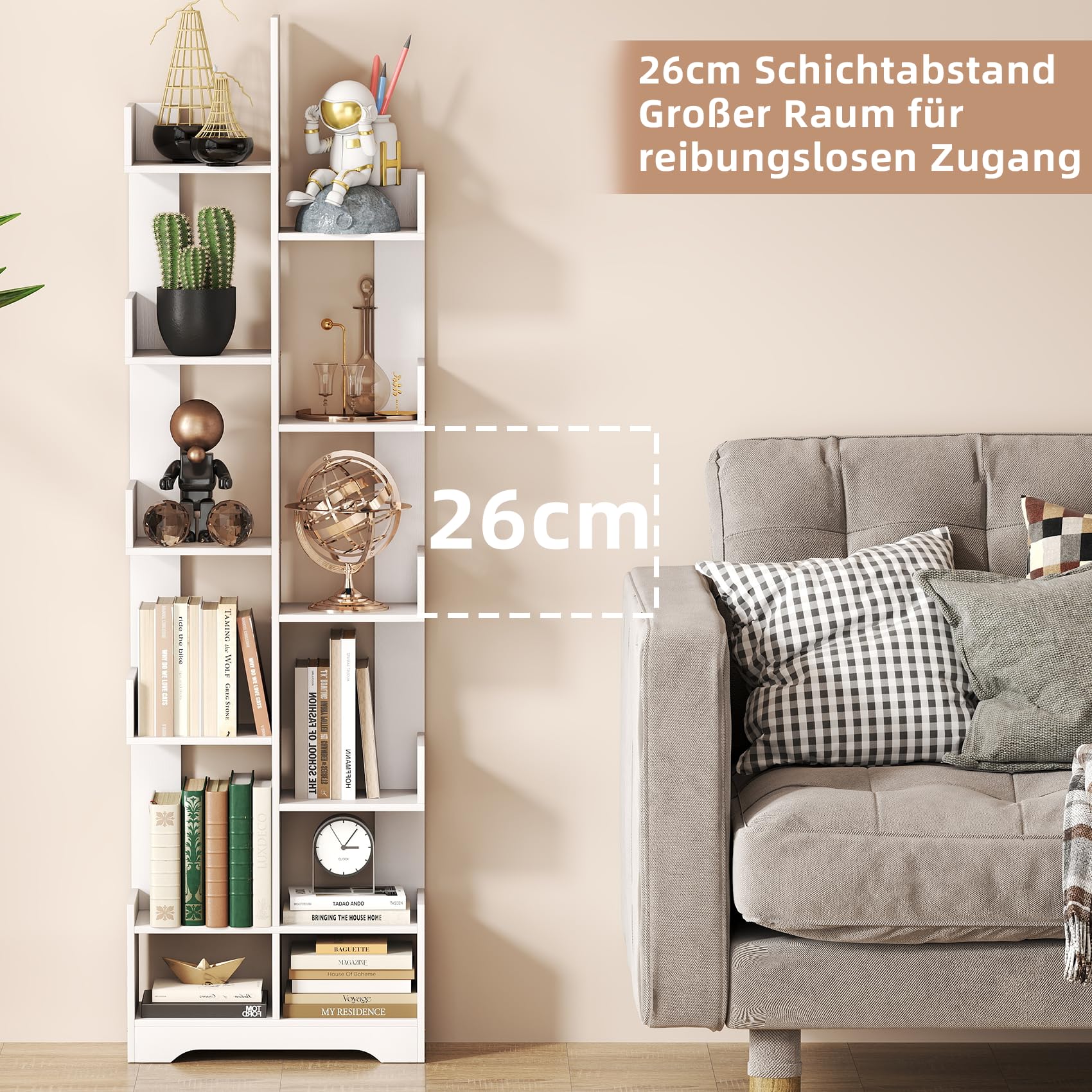 Yoobure Scaffale angolare, libreria angolare a 5 livelli con struttura in metallo, mensole angolari a scala, per camera da letto, soggiorno, libreria angolare alta, supporto per piante ad angolo
