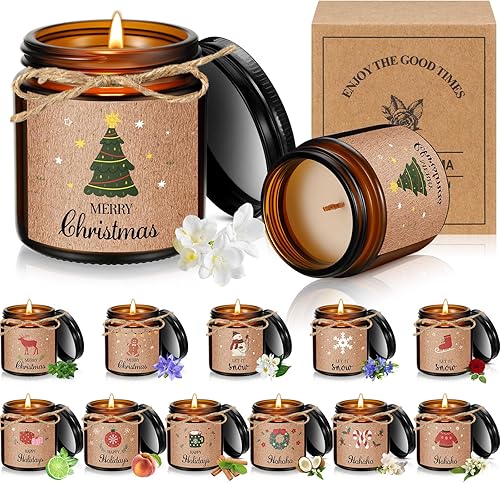 12 tarros de velas de Navidad, velas perfumadas, regalos de Navidad para mujeres, velas de aromaterapia para el hogar, Navidad, cumpleaños, yoga