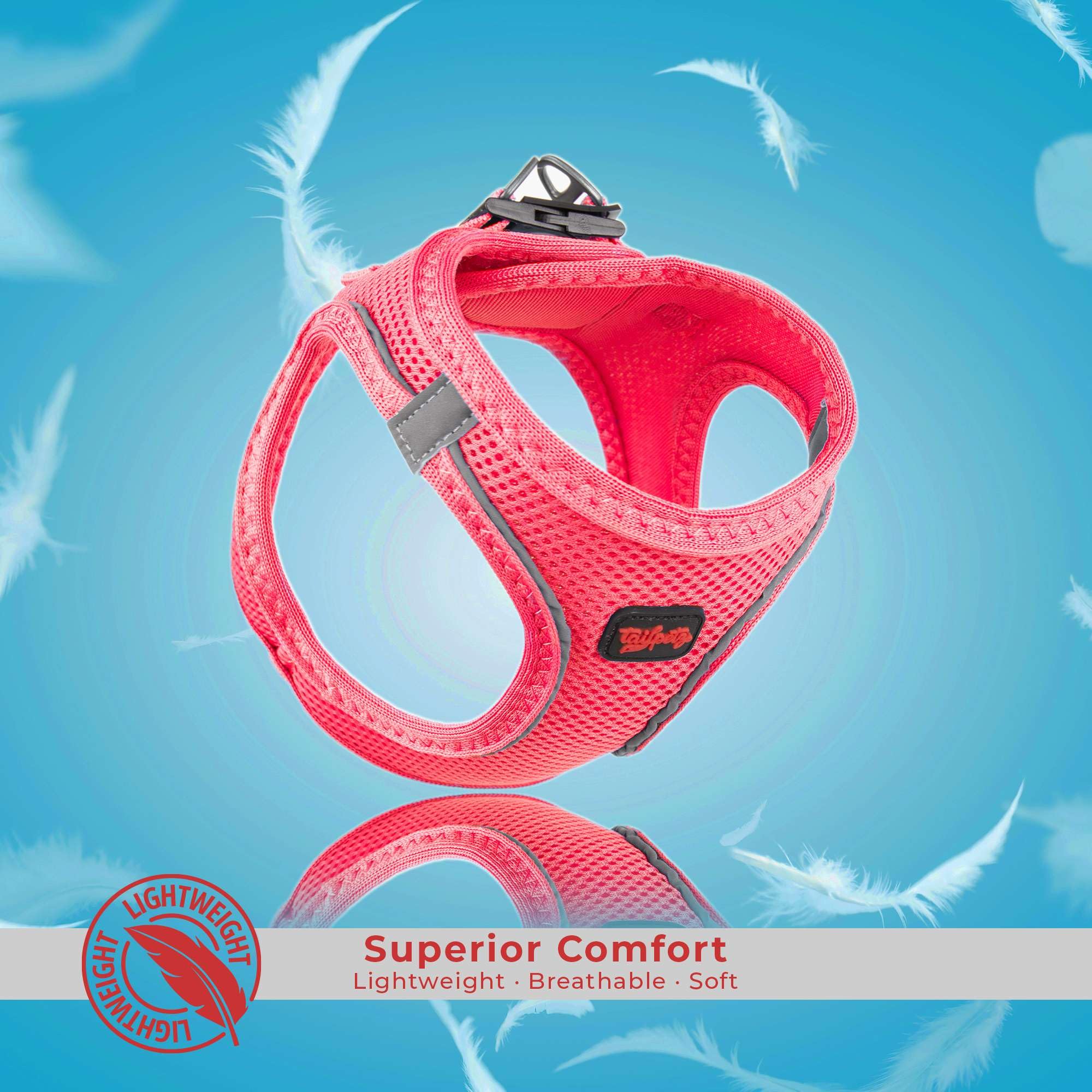 Tailpetz Step-in Breathable Airmesh Vest Harness Reflective Soft Padded Harnesses for Cats Puppies Small and Medium Dogs (Neon-Orange 3XSmall)