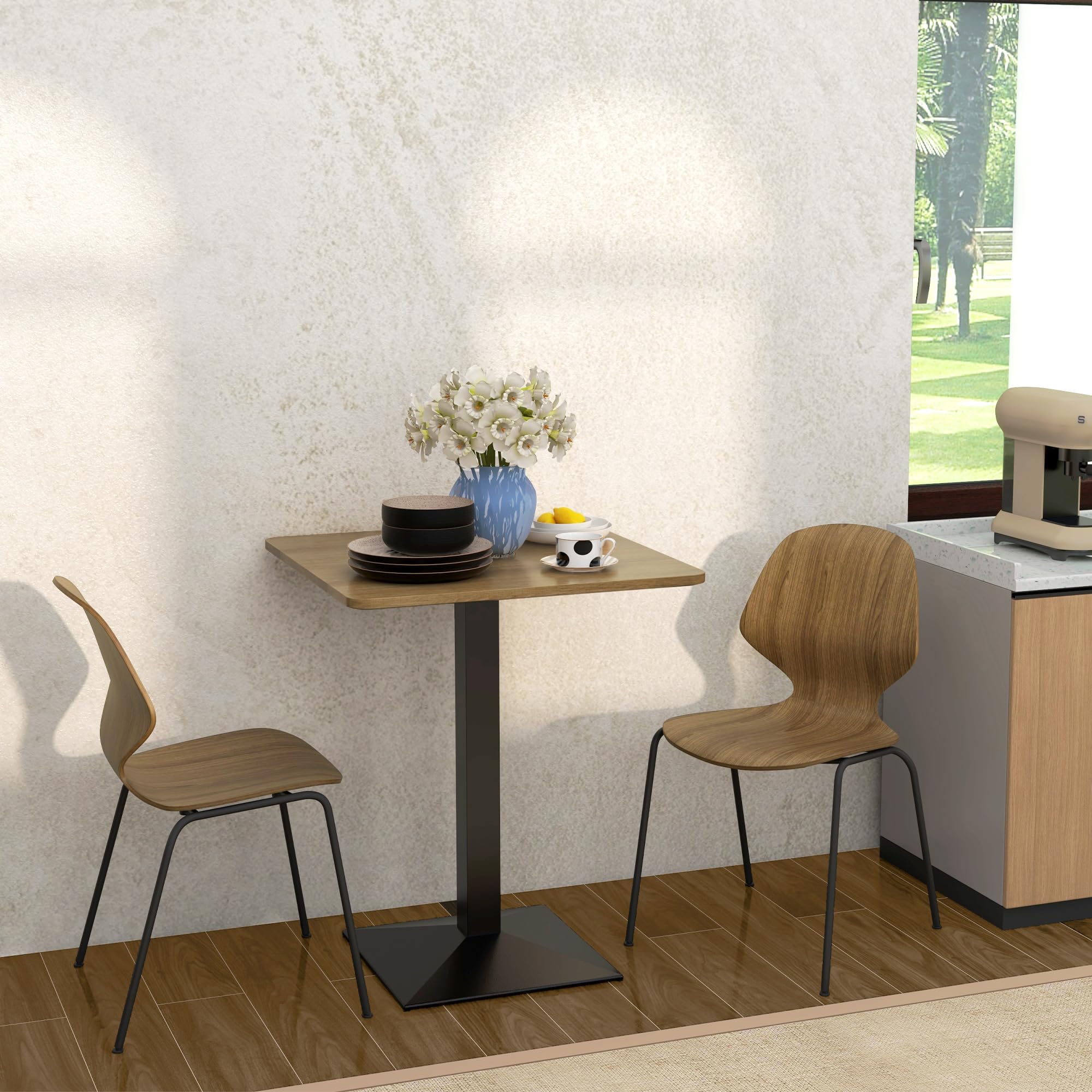 HOMCOM Table à Manger carrée pour 2 avec Plateau Effet Bois Marron foncé