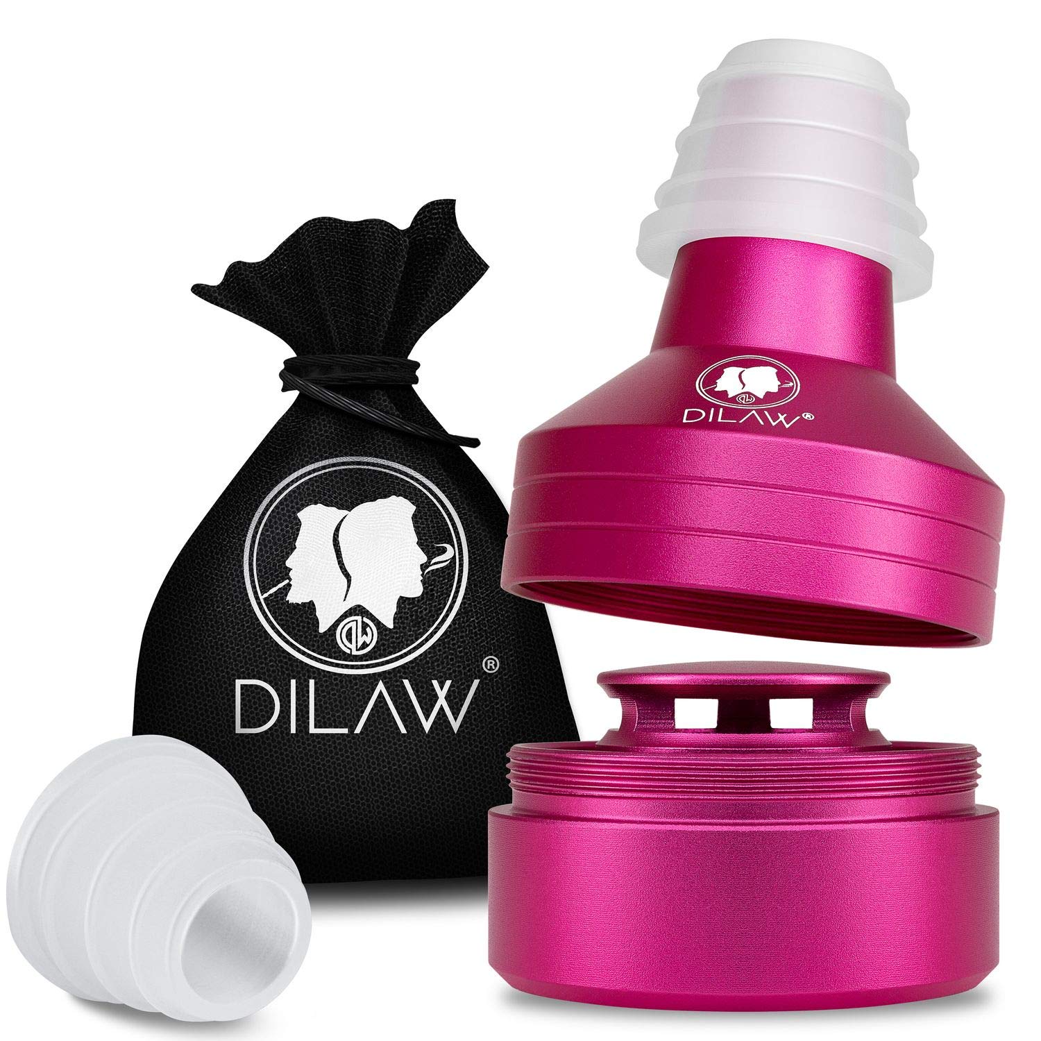 DILAW® Shisha ECO Molassefänger mit Gewinde - Universal aus Aluminium mit Adapter, Vorkühler-Aufsatz passt Universell für alle Shishas, 18er Schliff Einfach auf den Kopfadapter stecken, Pink