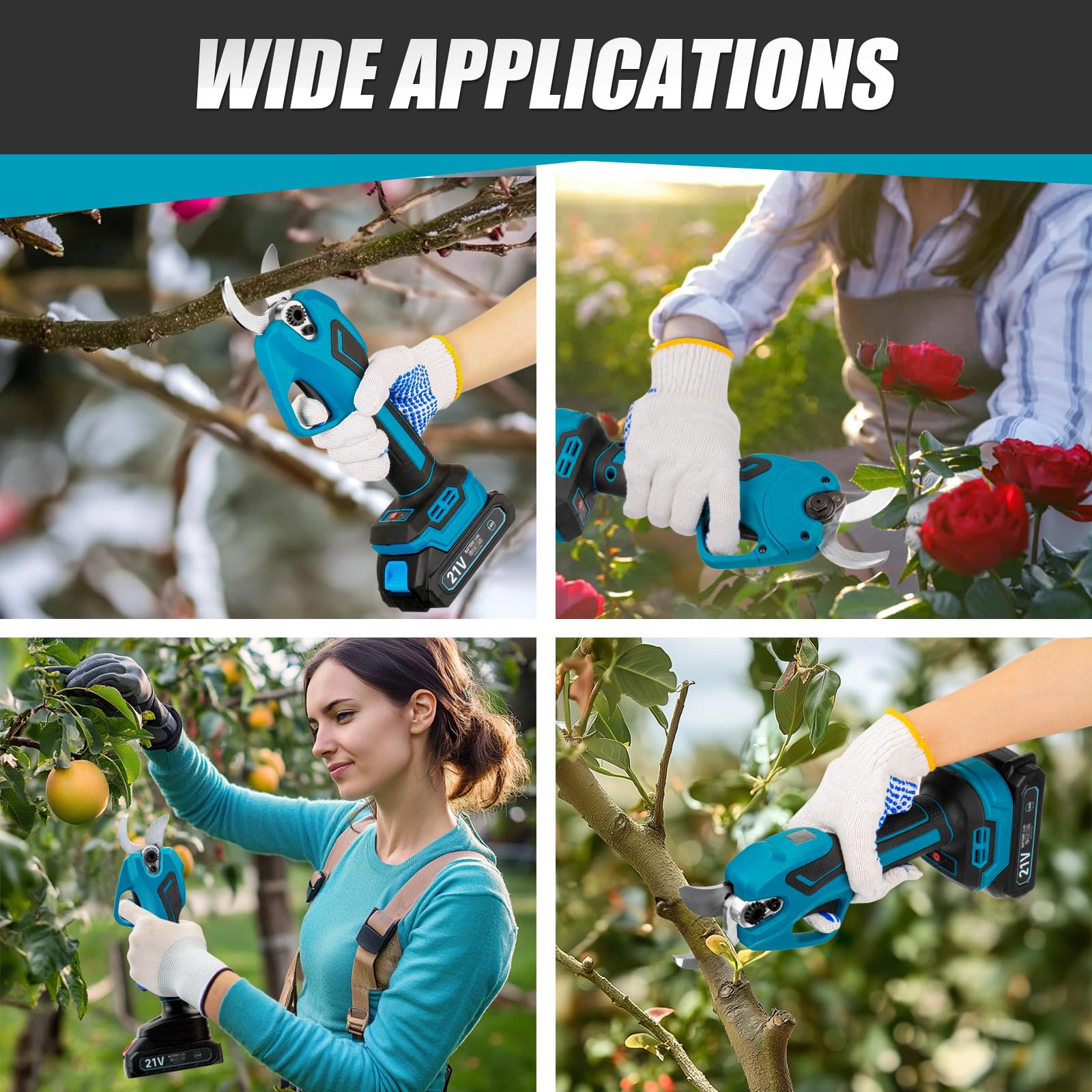 Tijeras de podar eléctricas para Makita con batería de 18 V, 600 W, profesional, 2 baterías de 2000 mAh, sin escobillas, 20-35 mm de diámetro de corte, podómetro