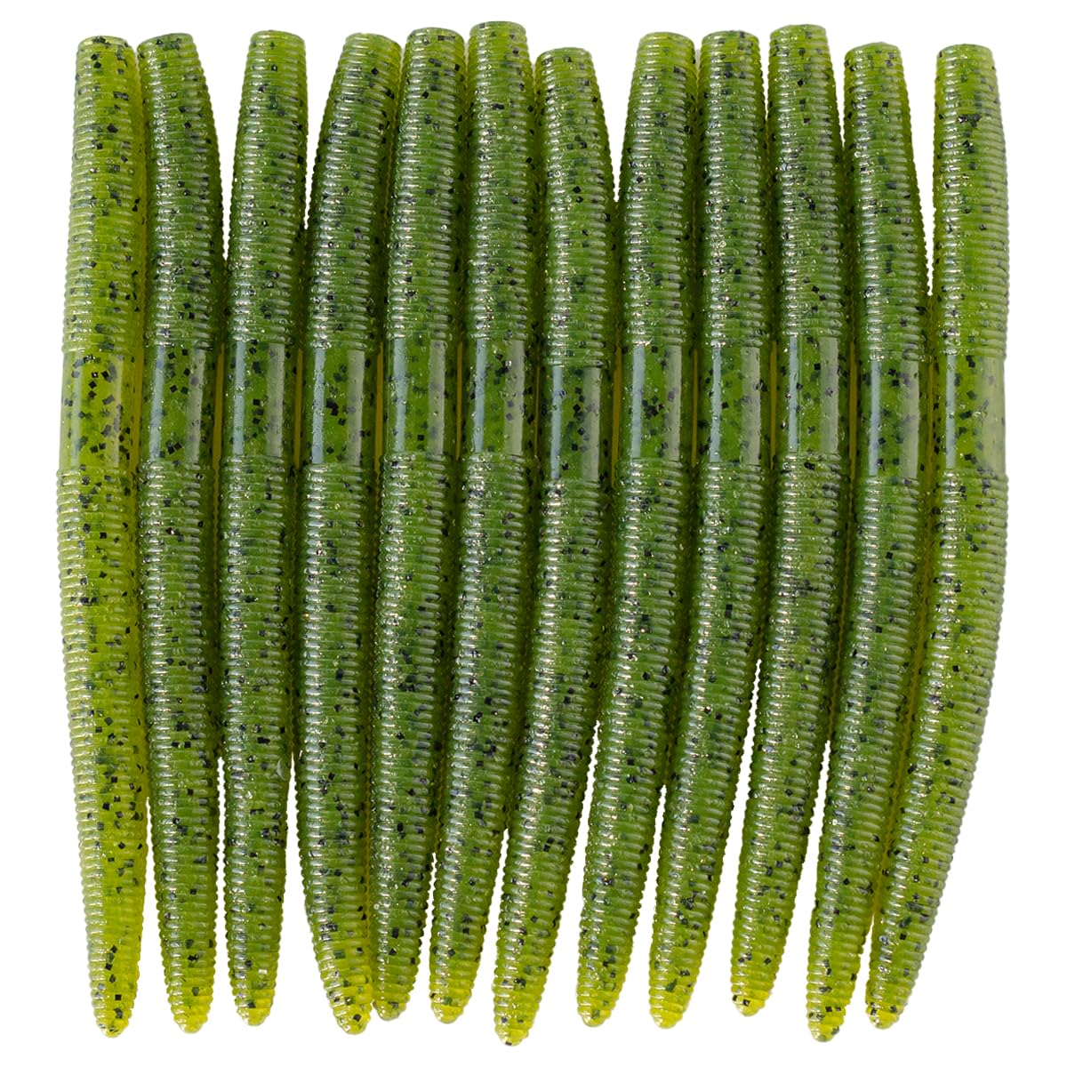 Senko Bait Soft Plastic Lures 5" Senkos 24 Pcs/100pcs for Wacky Rig Freshwater Fishing Green Pumpkin senko with Black Flake Pink Watermelon Double