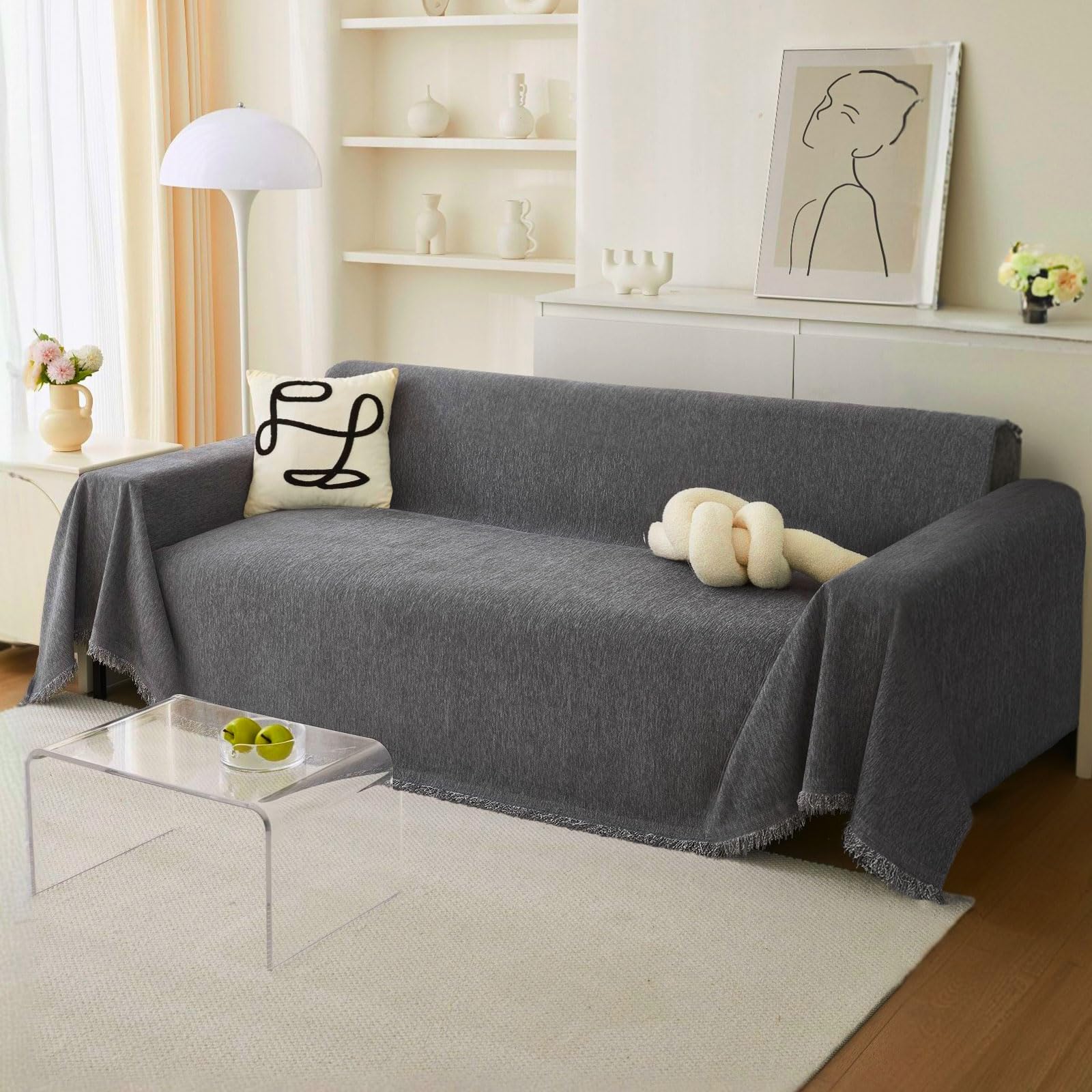 Sofa überzug-2025 Neue Universelle rutschfeste Sofa Überwurf,Sofa-Schutzhülle 1/2/3/4 Sitzer für Wohnzimmer,Dunkelgrau Sofabezug