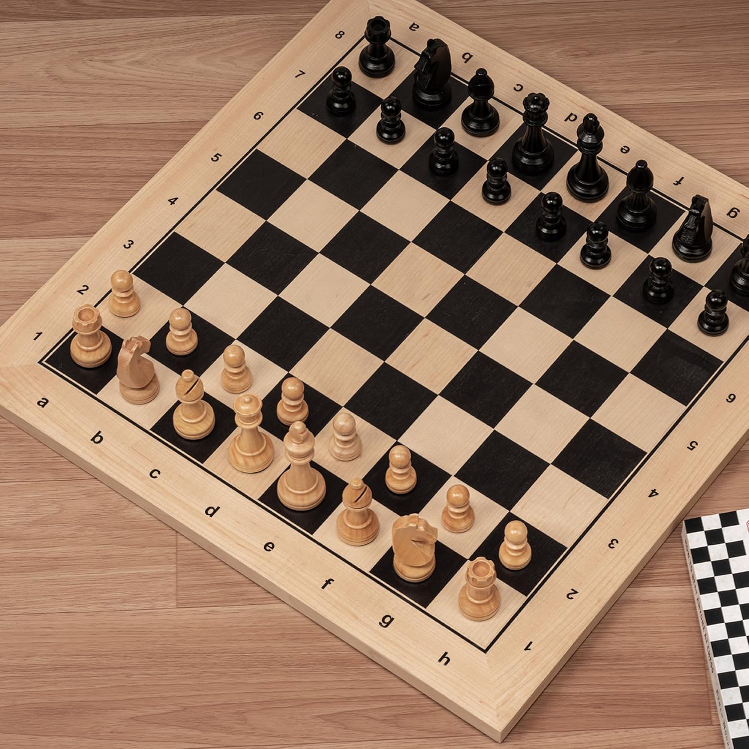 A&A 17.25" Professional Wooden Chess Board with Storage Bag/Ebony Wood & Maple Inlay / 1.75" Squares w/Notation