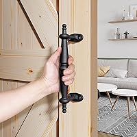 Vista 8 de EaseLife Manija de puerta de granero de 9 pulgadas, agarre de aluminio negro rústico, manijas de puerta, fácil instalación, paquete de 2