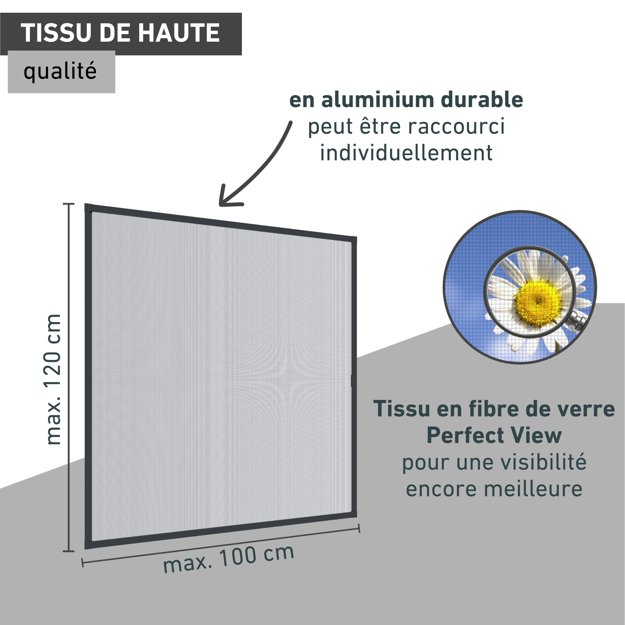 Windhager Moustiquaire Cadre Fixe Pour Fenetres Expert, Pare-moustiquaires Cadres en aluminium pour fenêtres, 100 x 120 cm, anthracite, 03996