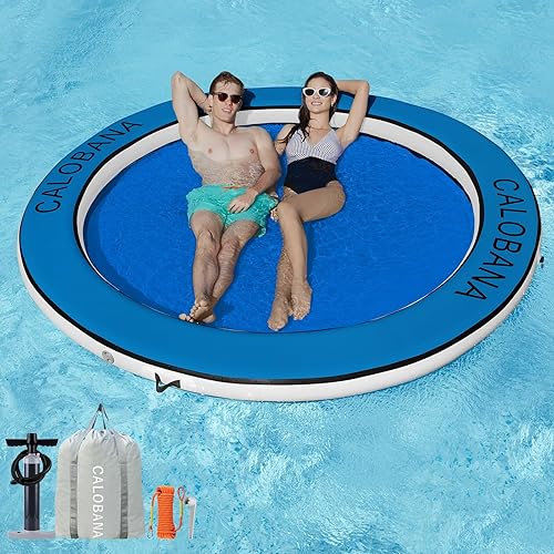 Miniatura 20 de Anillo Flotante Redondo Inflable Hamaca de Agua Flotadores de Río de Alta Resistencia Flotadores de Lago para Adultos Plataforma de Isla Flotante