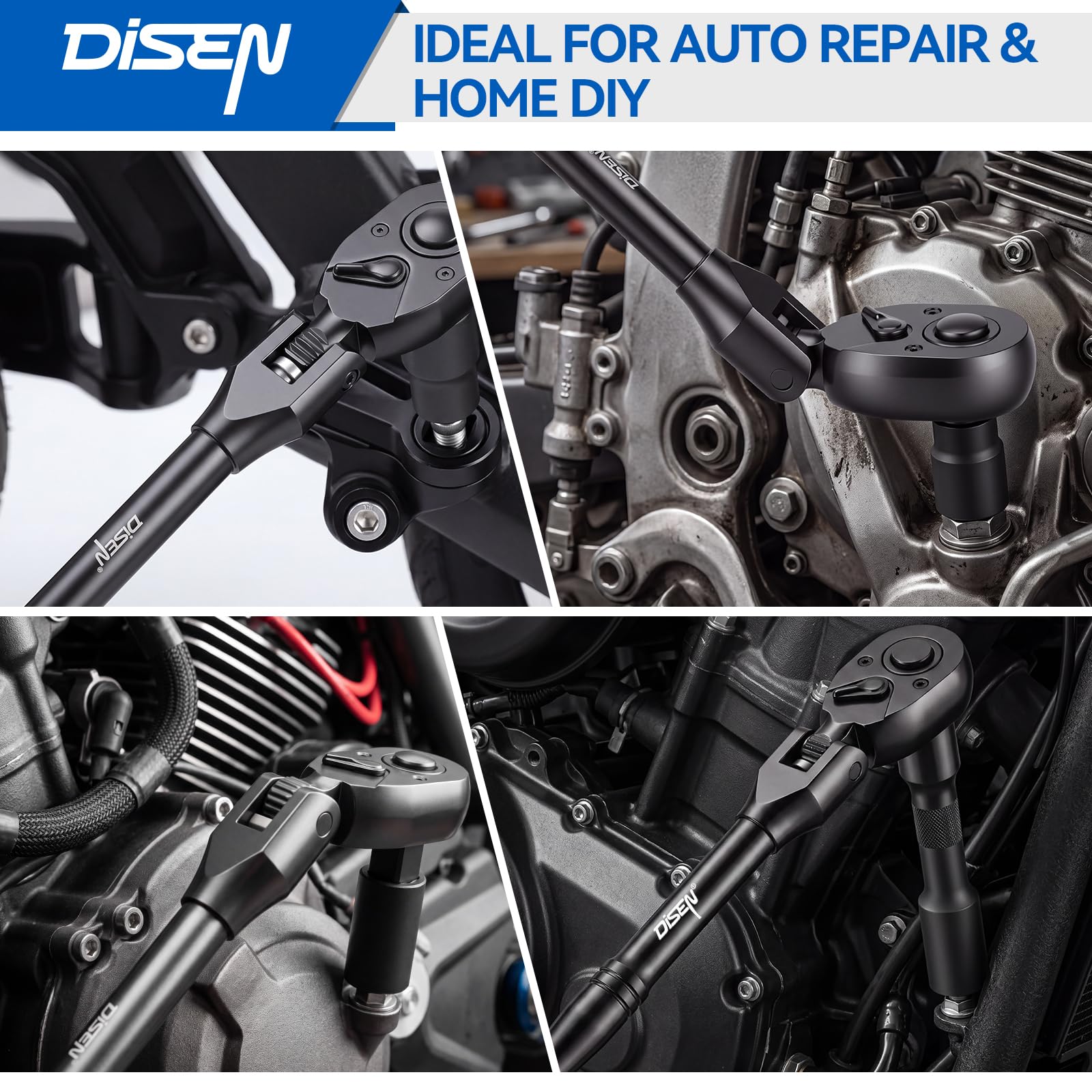 DISEN Flex Head Ratchet Set - 3 Piece Drive Set -7