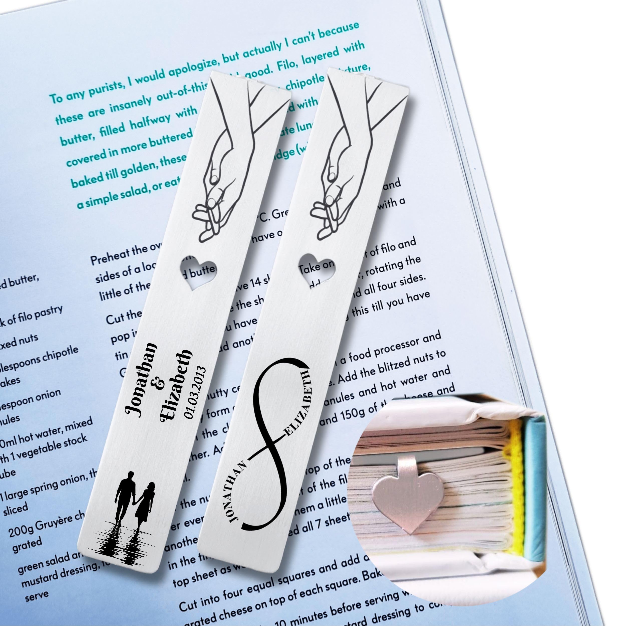 Personalised 10th Wedding Anniversary Present Tin Bookmark Gift for her him Husband Wife Present for Couple Aluminium Tin Wedding Anniversary Present (Aluminium) โ image 1