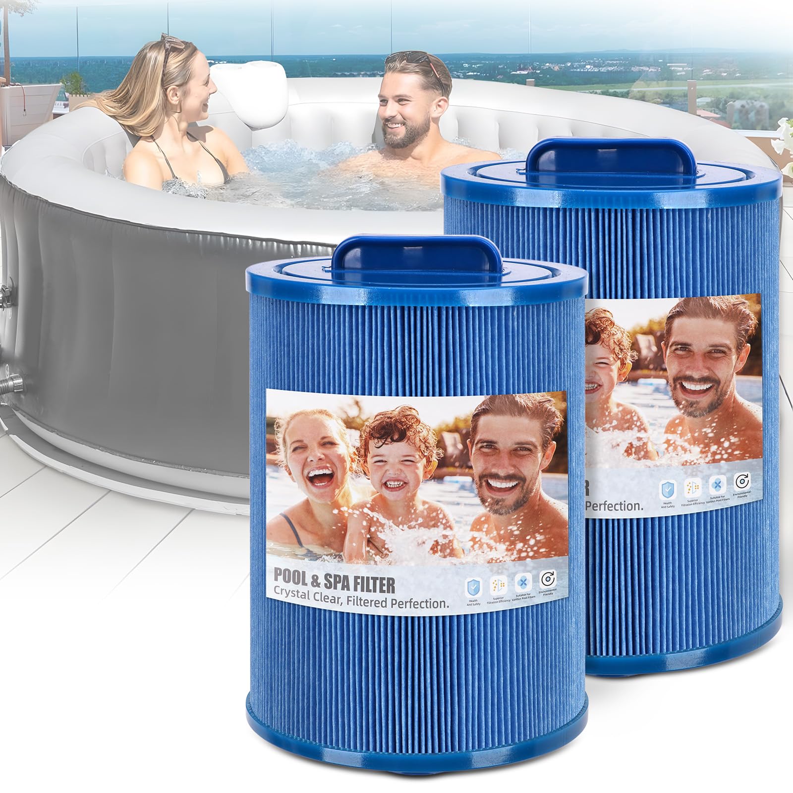 Spa Filter Cartridge Replacement - 50 Sq Ft, Fits PWW50, Unicel 6CH-940, Filbur FC-0359, Waterways 817-0050 Hot Tub Filters