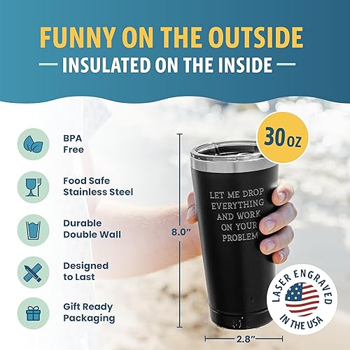 Miniatura 3 de Sodilly Funny Tumblers for Men - Let Me Drop Everything - Stainless Steel Tumbler with Lid - Gag Gifts for Men Women Coworkers Boss - Birthday