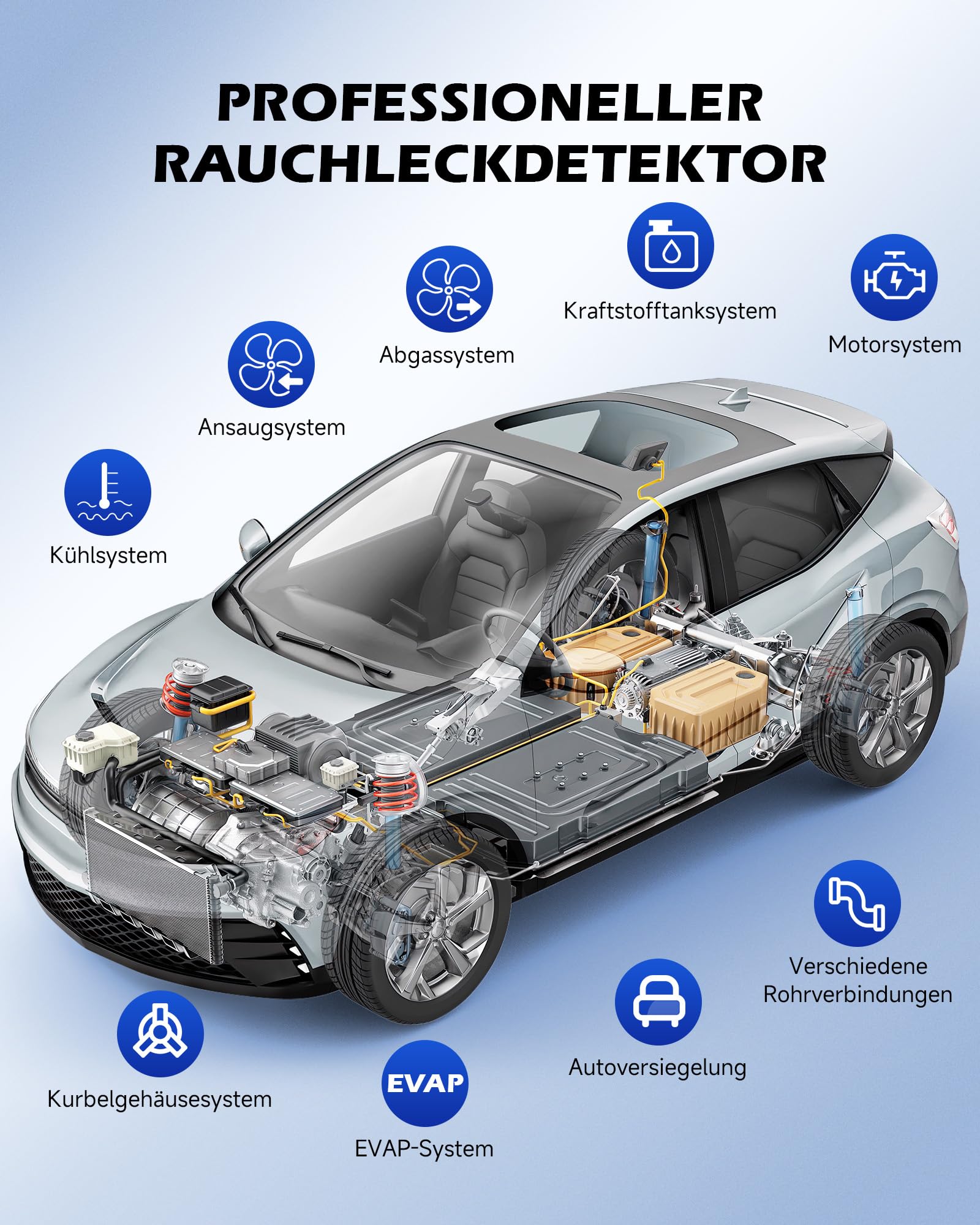 Orion Motor Tech EVAP Nebelmaschine KFZ Rauchmaschine Lecksuchgerät 12V Rauch Lecksucher Dual-Modi mit Druckanzeige & Durchflussmesser-Anzeige für Autos Motorräder Schneemobile ATV Lastwagen Boote