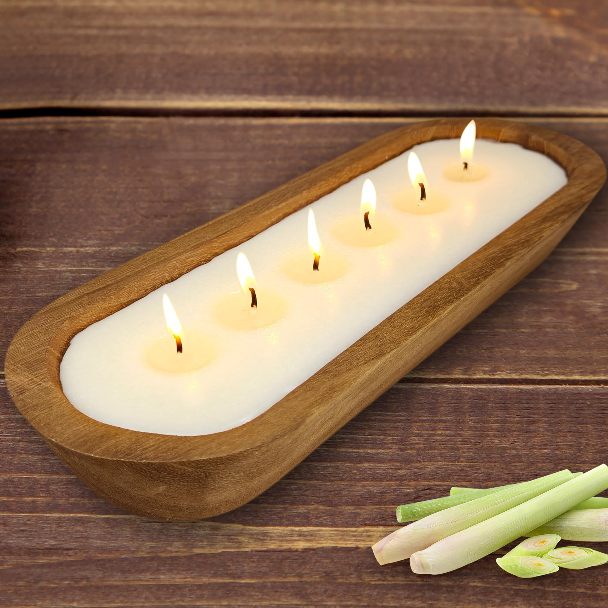 Velas de citronela, vela perfumada grande de 16 pulgadas con cuenco de madera, 6 mechas de 30 onzas, vela de citronela para exteriores, interiores, patio, jardín, camping