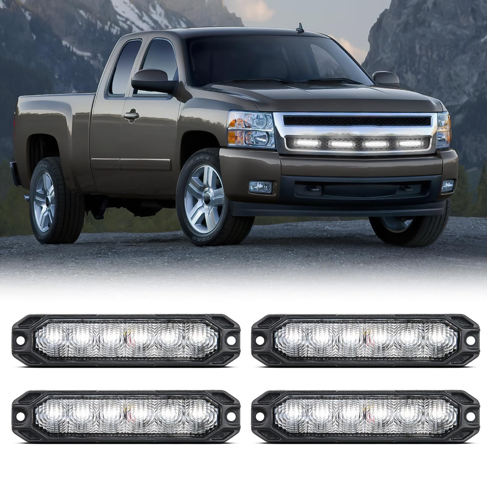 Nilight 6LED White Emergency Strobe Lights Sync Feature Surface Mount