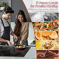 Vista 4 de AMZCHEF Electric Cooktop 36 Inch,5 Burners Built-in Electric Stove Top,Max 9000W Ceramic Glass Countertop with Touch Control,9 Heating Level,Max